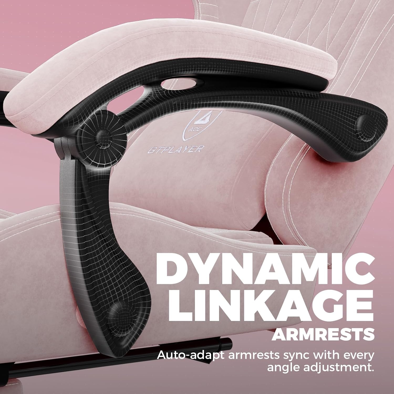 image:imageGTPLAYER ACEPRO Music Gaming Chairs Builtin Speakers App Support amp Bluetooth Control Computer Game Chairs with Footrest for Adults Ergonomic Reclining Linkage Armrest BKRD Stitch01 Pink velvet