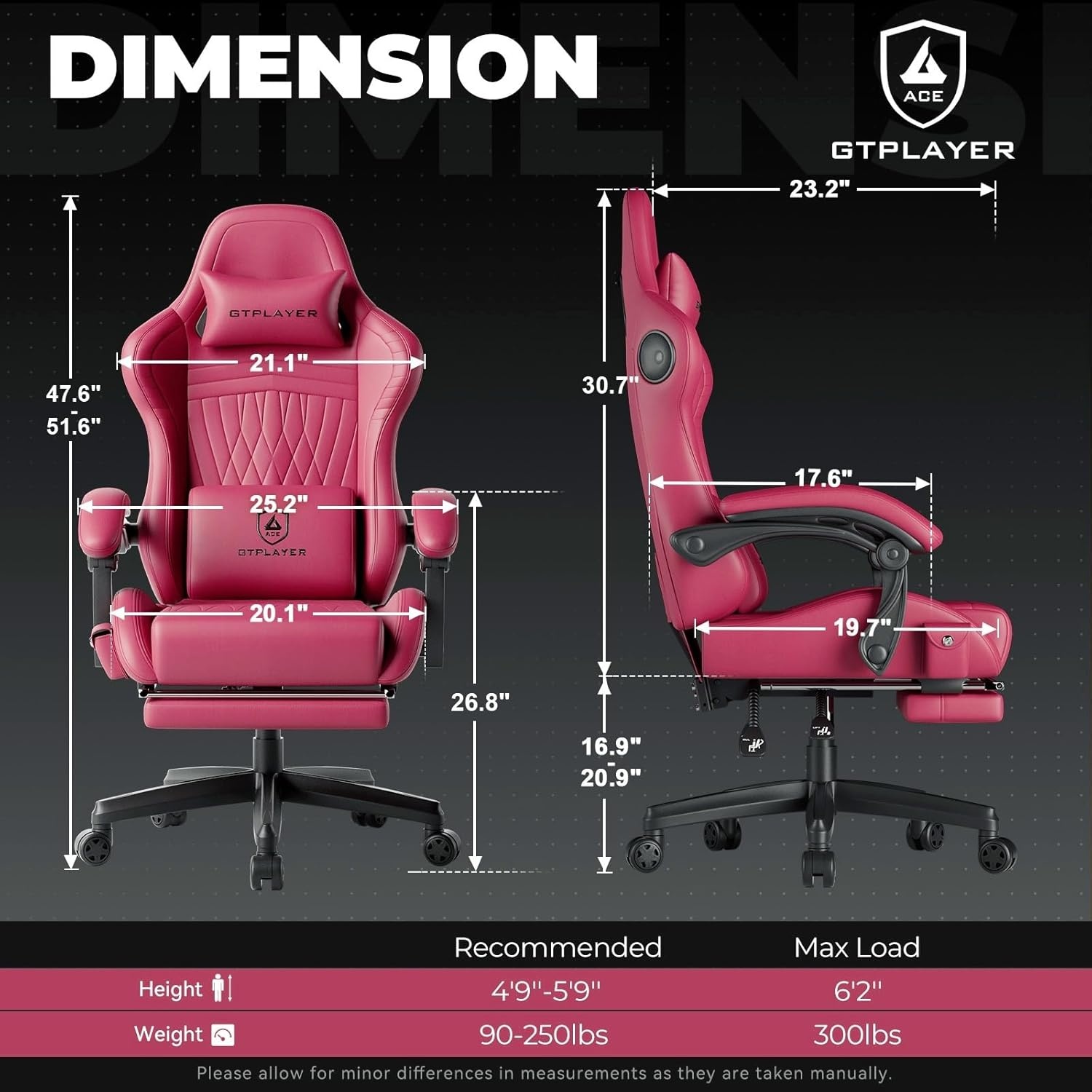 image:imageGTPLAYER ACEPRO Music Gaming Chairs Builtin Speakers App Support amp Bluetooth Control Computer Game Chairs with Footrest for Adults Ergonomic Reclining Silla Linkage Armrest Pink Velvet01 Wine Red