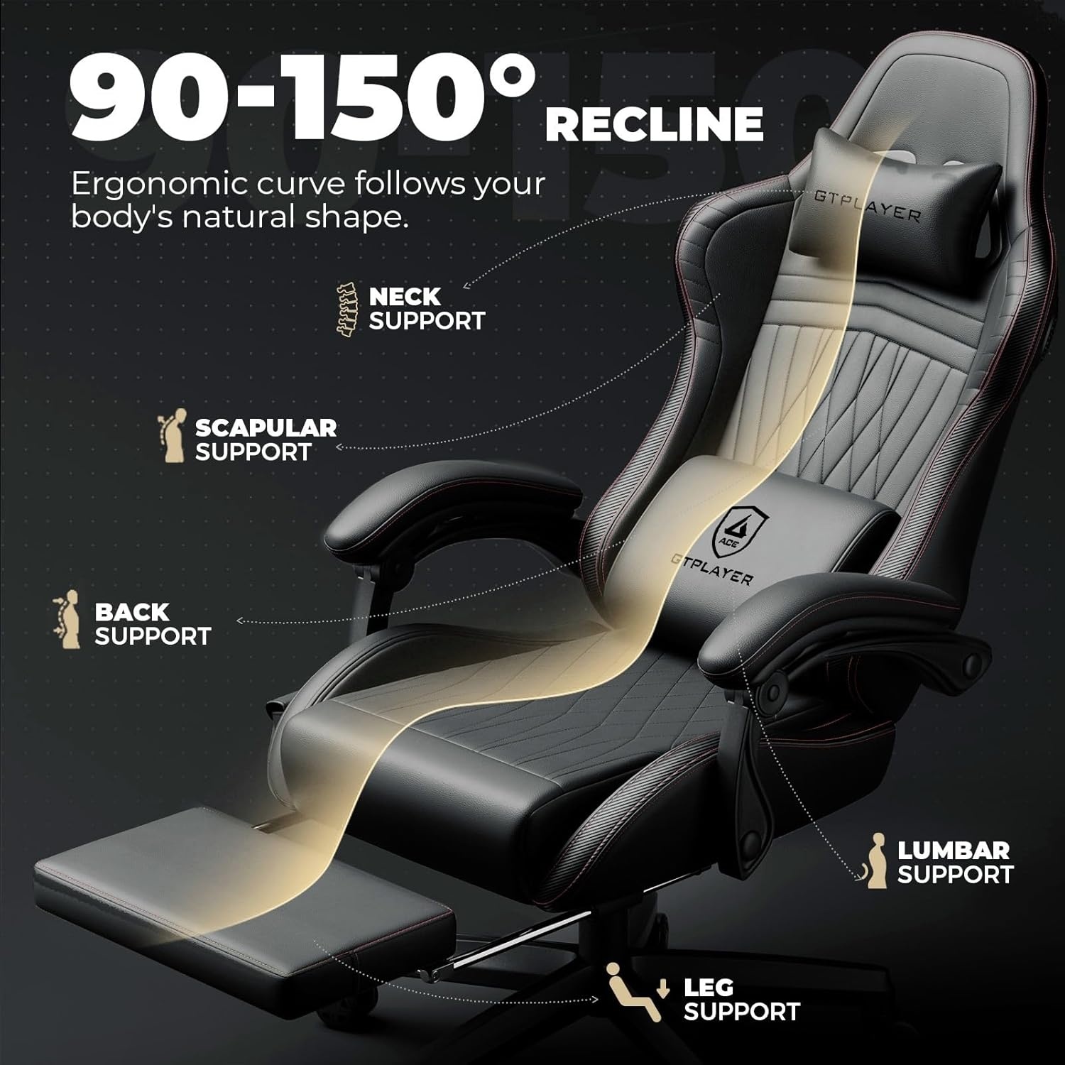 image:imageGTPLAYER ACEPRO Music Gaming Chairs Builtin Speakers App Support amp Bluetooth Control Computer Game Chairs with Footrest for Adults Ergonomic Reclining Silla Linkage Armrest Pink Velvet01 Black Red Stitch