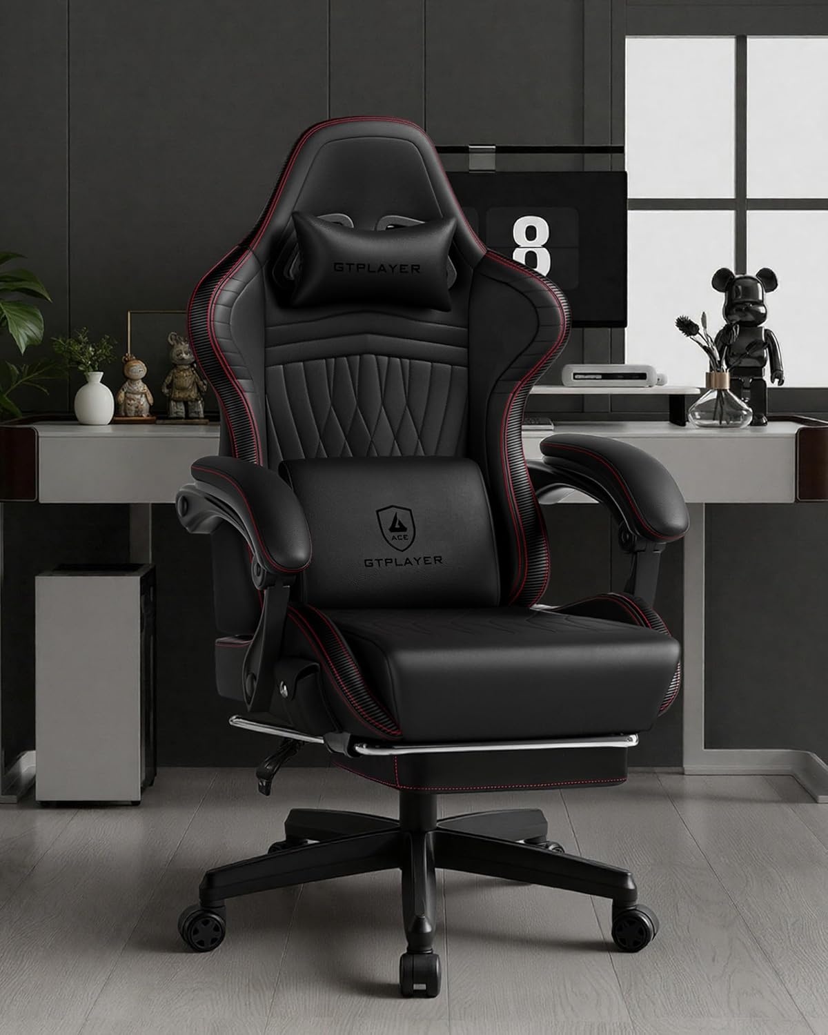 image:imageGTPLAYER ACEPRO Music Gaming Chairs Builtin Speakers App Support amp Bluetooth Control Computer Game Chairs with Footrest for Adults Ergonomic Reclining Linkage Armrest BKRD Stitch01 Bkrd Stitch