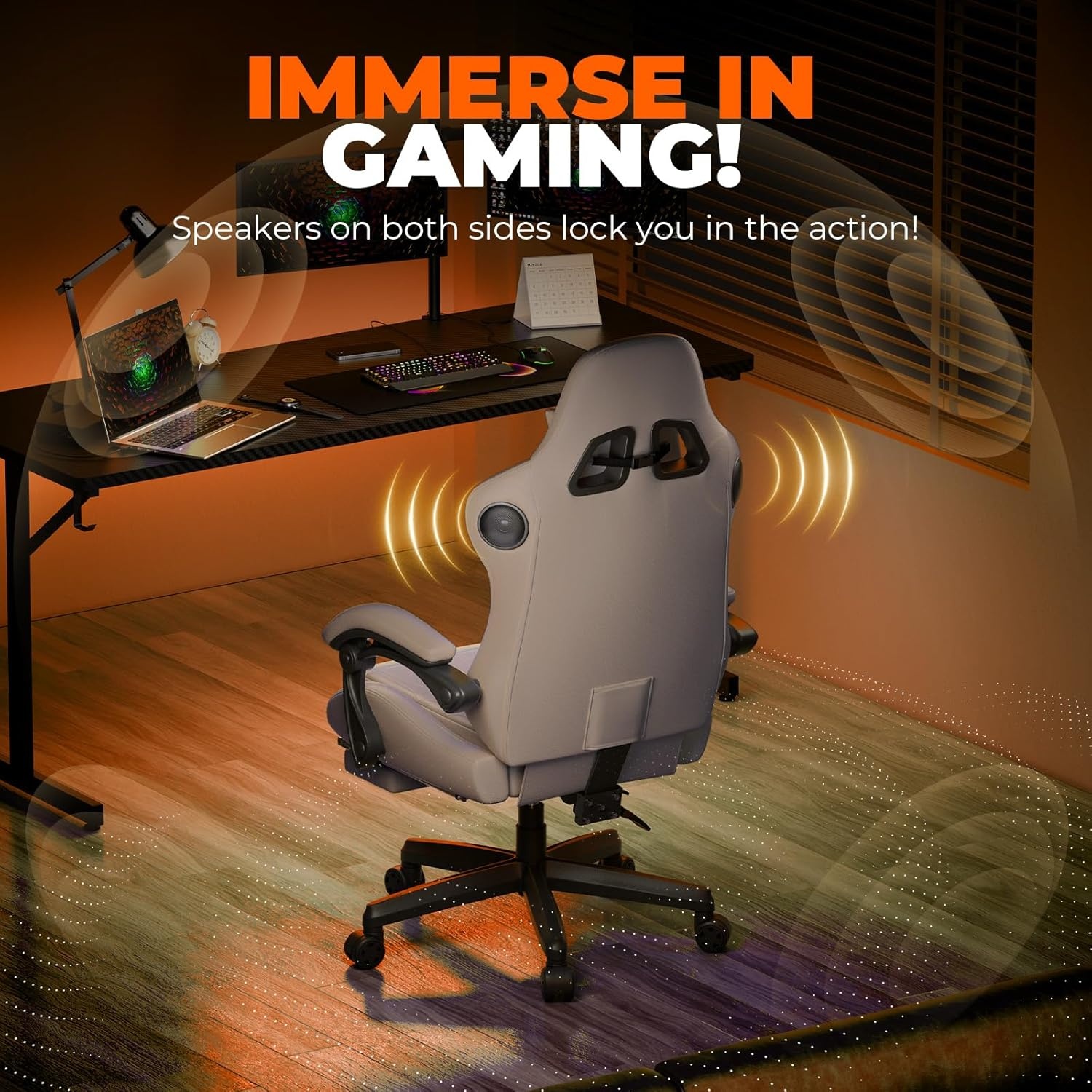 image:imageGTPLAYER ACEPRO Music Gaming Chairs Builtin Speakers App Support amp Bluetooth Control Computer Game Chairs with Footrest for Adults Ergonomic Reclining Silla Linkage Armrest Pink Velvet01 Cream