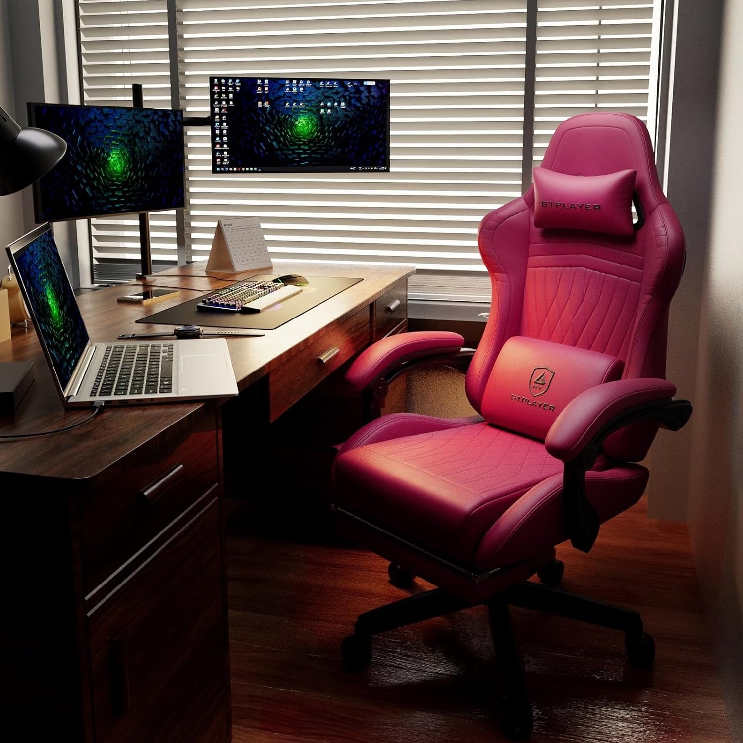image:imageGTPLAYER ACEPRO Music Gaming Chairs Builtin Speakers App Support amp Bluetooth Control Computer Game Chairs with Footrest for Adults Ergonomic Reclining Linkage Armrest BKRD Stitch01 Wine Red