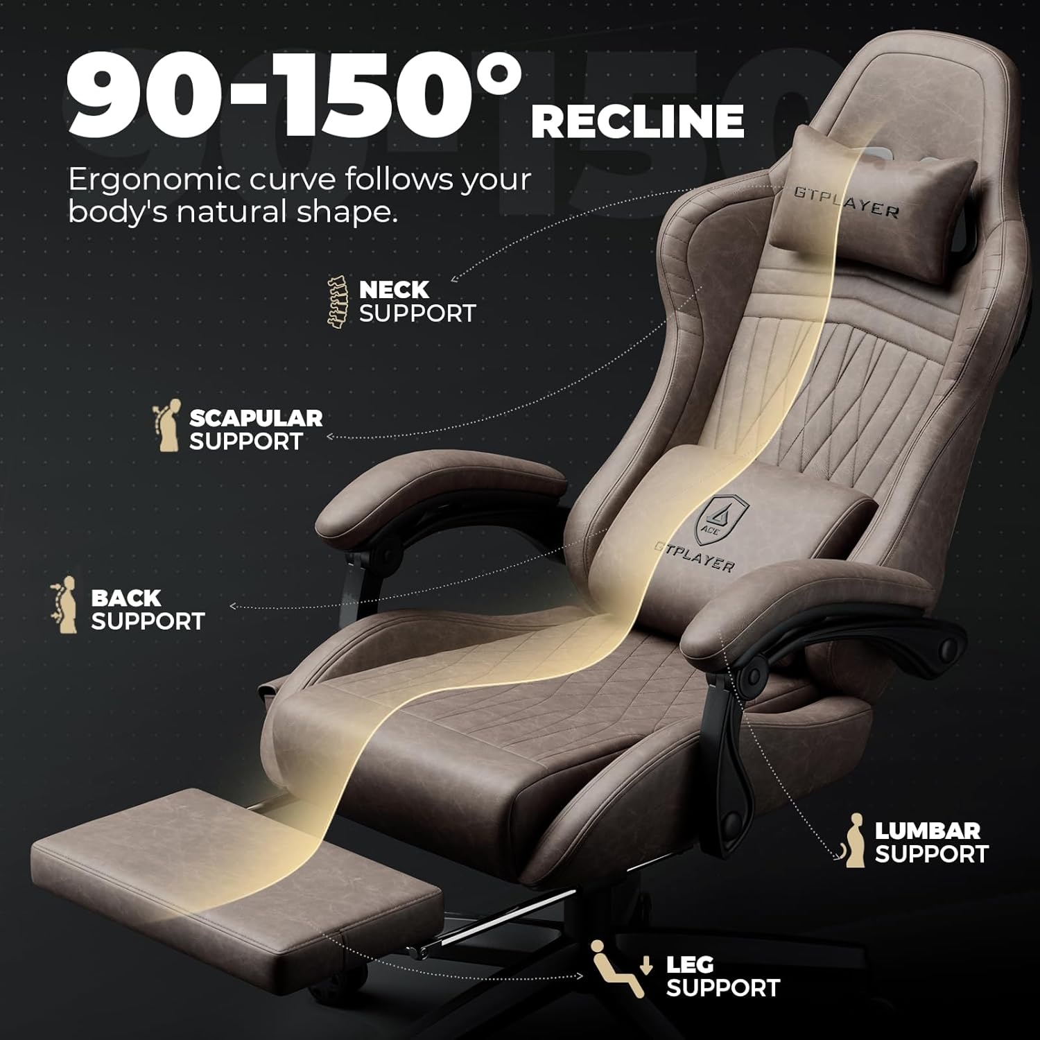 image:imageGTPLAYER ACEPRO Music Gaming Chairs Builtin Speakers App Support amp Bluetooth Control Computer Game Chairs with Footrest for Adults Ergonomic Reclining Silla Linkage Armrest Pink Velvet01 Light Brown