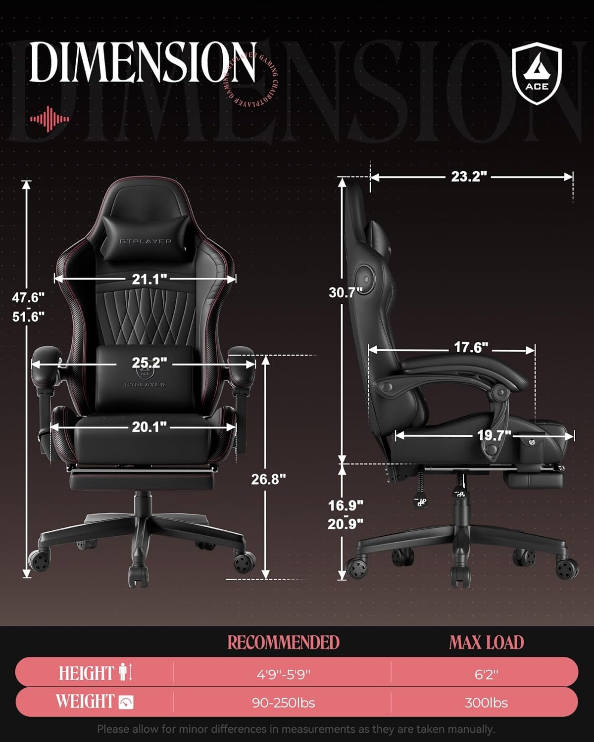 image:imageGTPLAYER ACEPRO Music Gaming Chairs Builtin Speakers App Support amp Bluetooth Control Computer Game Chairs with Footrest for Adults Ergonomic Reclining Linkage Armrest BKRD Stitch01 Bkrd Stitch