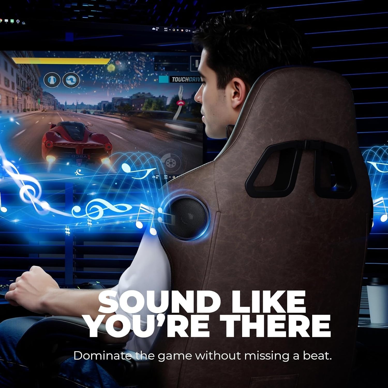 image:imageGTPLAYER ACEPRO Music Gaming Chairs Builtin Speakers App Support amp Bluetooth Control Computer Game Chairs with Footrest for Adults Ergonomic Reclining Linkage Armrest BKRD Stitch01 Light Brown