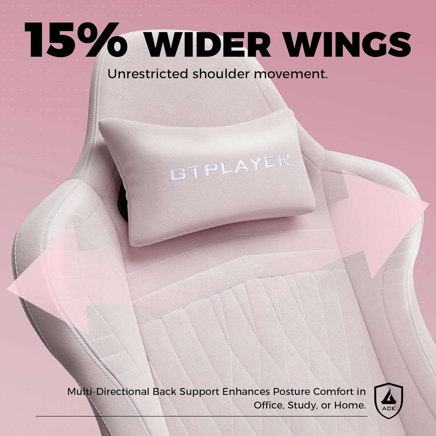 image:imageGTPLAYER ACEPRO Music Gaming Chairs Builtin Speakers App Support amp Bluetooth Control Computer Game Chairs with Footrest for Adults Ergonomic Reclining Silla Linkage Armrest Pink Velvet01 Pink velvet