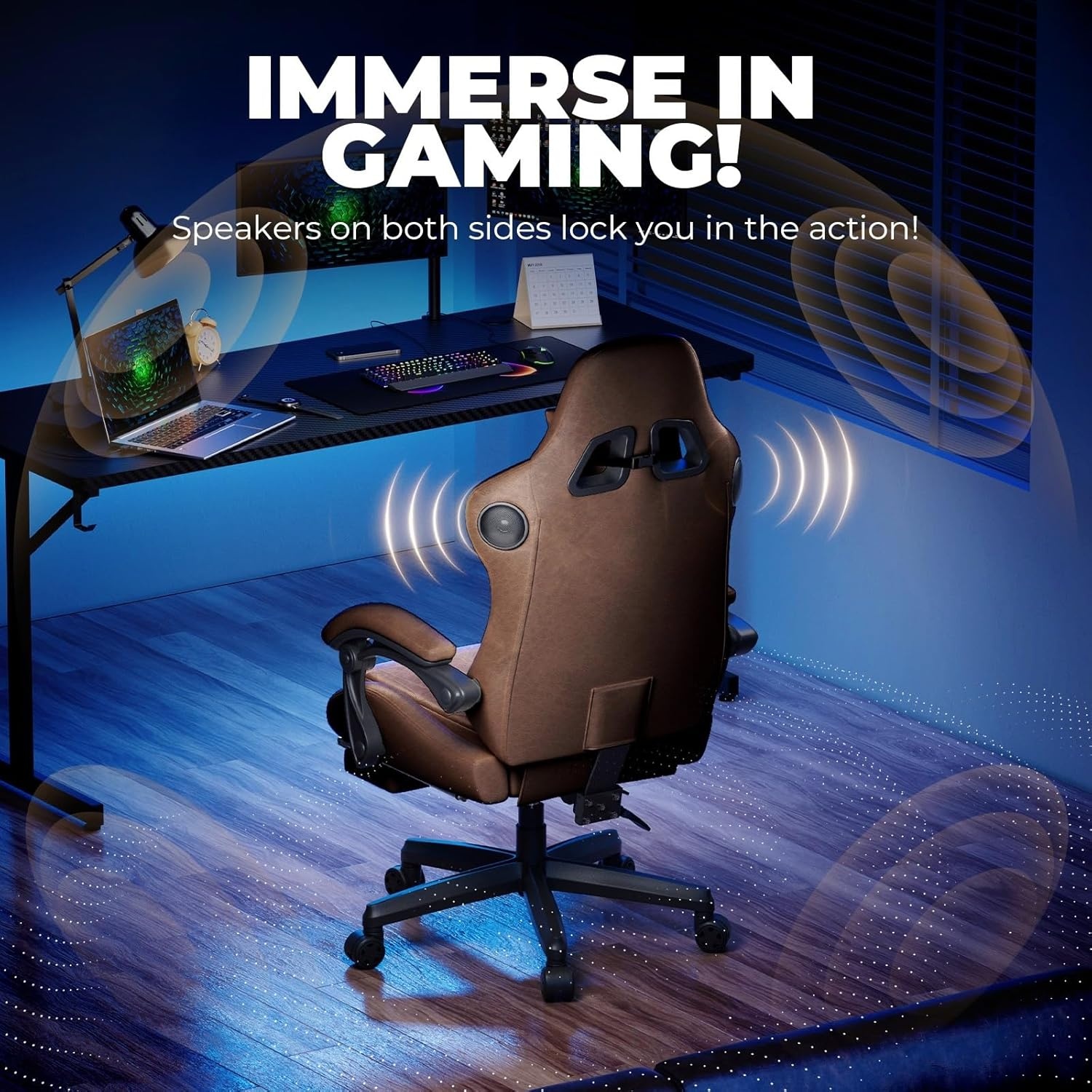 image:imageGTPLAYER ACEPRO Music Gaming Chairs Builtin Speakers App Support amp Bluetooth Control Computer Game Chairs with Footrest for Adults Ergonomic Reclining Silla Linkage Armrest Pink Velvet01 Light Brown