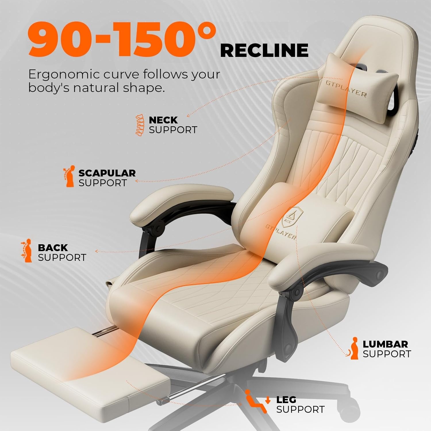 image:imageGTPLAYER ACEPRO Music Gaming Chairs Builtin Speakers App Support amp Bluetooth Control Computer Game Chairs with Footrest for Adults Ergonomic Reclining Silla Linkage Armrest Pink Velvet01 Cream