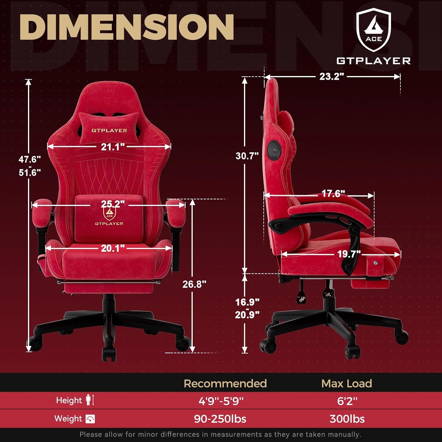 image:imageGTPLAYER ACEPRO Music Gaming Chairs Builtin Speakers App Support amp Bluetooth Control Computer Game Chairs with Footrest for Adults Ergonomic Reclining Silla Linkage Armrest Pink Velvet01 Cherry Red velvet