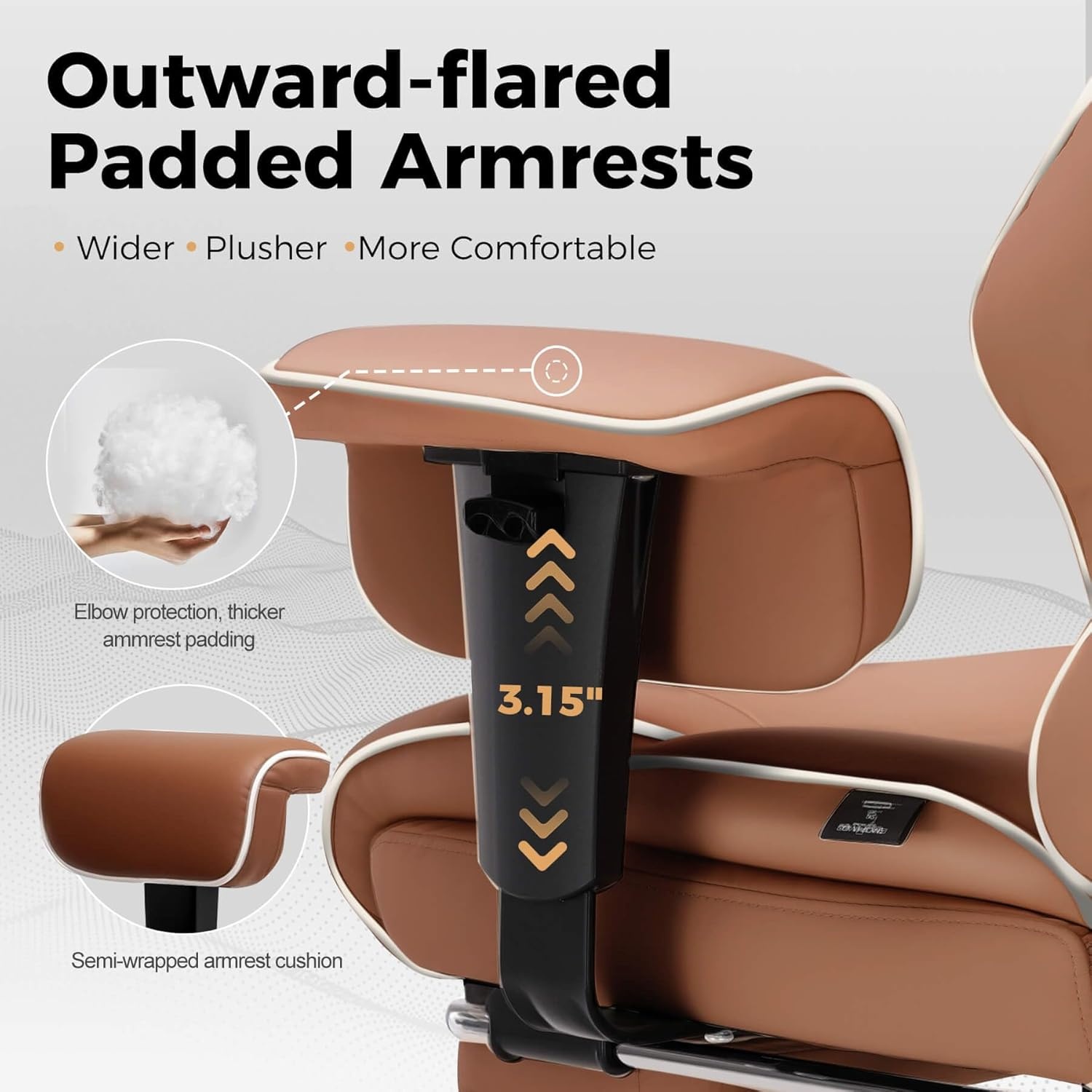 image:imageGTPLAYER Big and Tall Gaming Chair 400lbs Heavy Duty Office Chair with Footrest High Back Pocket Spring Lumbar Support Ergonomic Wide Comfy Seated Cushion for Lower Back Pain Relief EarthBlackCoffeebrown