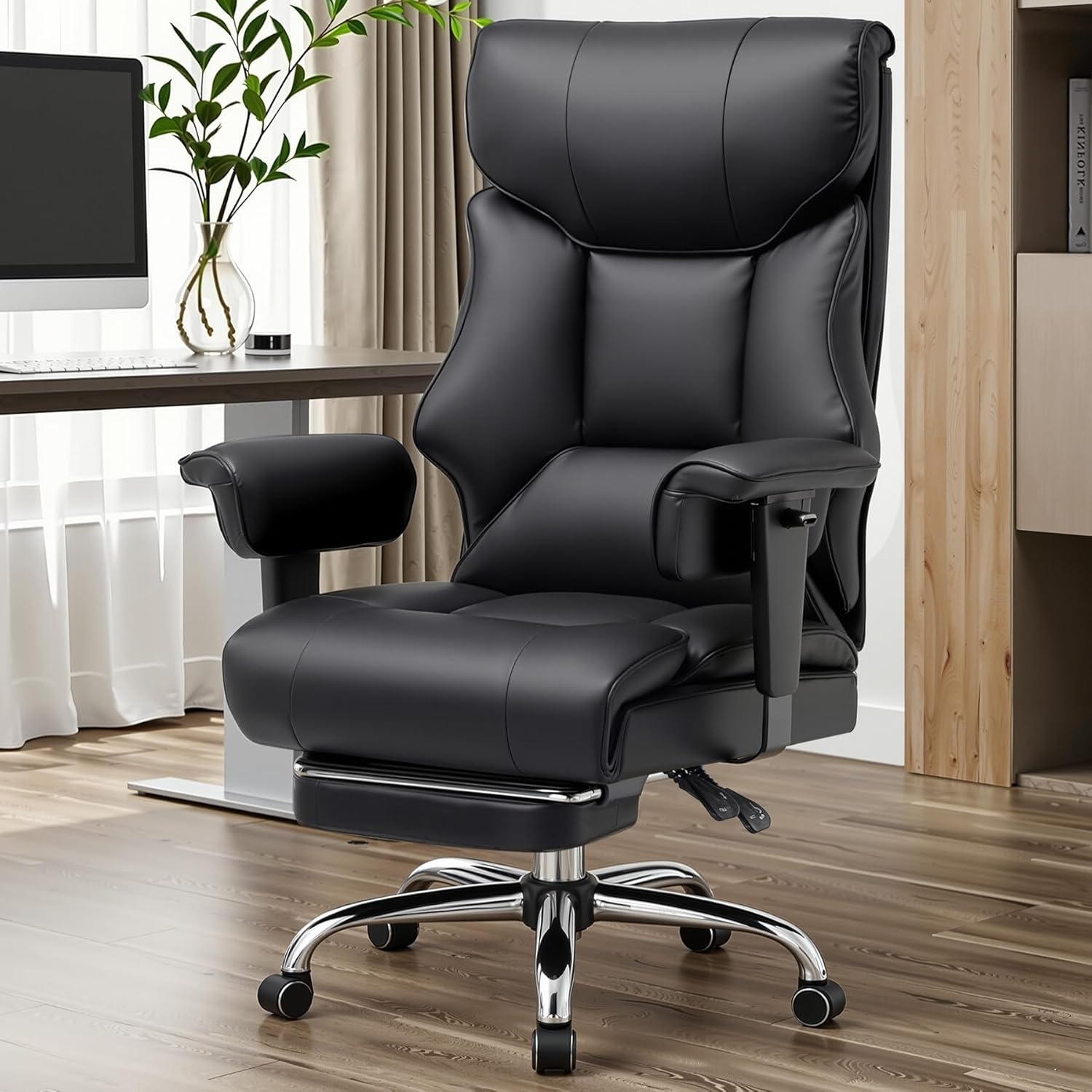 image:imageGTPLAYER Big and Tall Gaming Chair 400lbs Heavy Duty Office Chair with Footrest High Back Pocket Spring Lumbar Support Ergonomic Wide Comfy Seated Cushion for Lower Back Pain Relief EarthBlackErgoblack