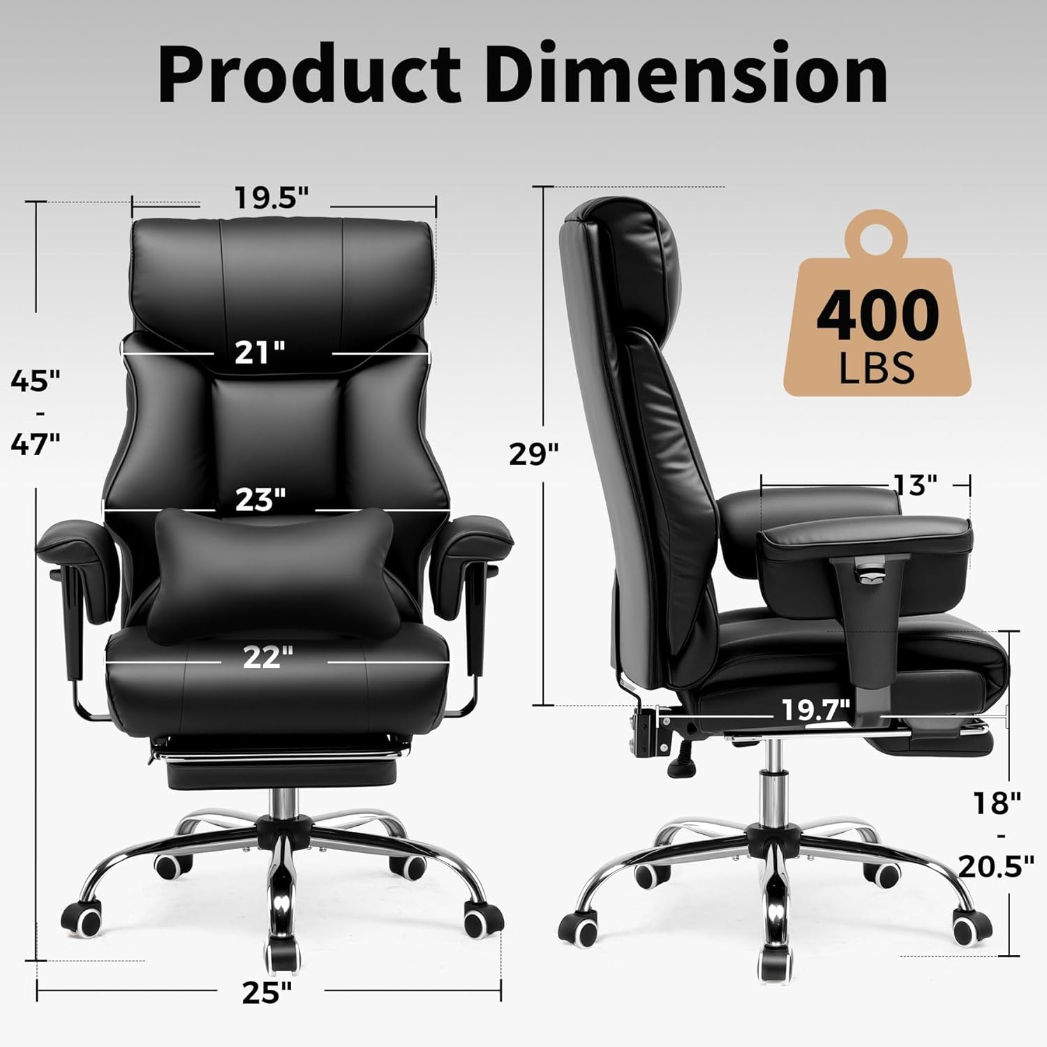 image:imageGTPLAYER Big and Tall Gaming Chair 400lbs Heavy Duty Office Chair with Footrest High Back Pocket Spring Lumbar Support Ergonomic Wide Comfy Seated Cushion for Lower Back Pain Relief EarthBlackErgoblack