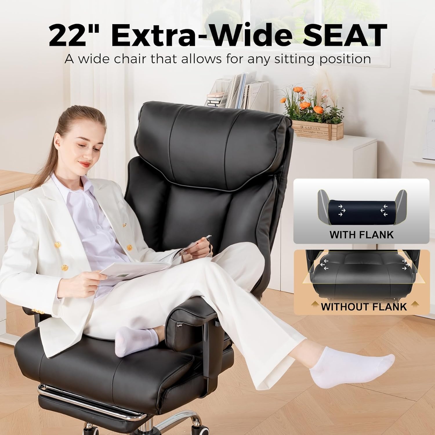 image:imageGTPLAYER Big and Tall Gaming Chair 400lbs Heavy Duty Office Chair with Footrest High Back Pocket Spring Lumbar Support Ergonomic Wide Comfy Seated Cushion for Lower Back Pain Relief EarthBlackErgoblack