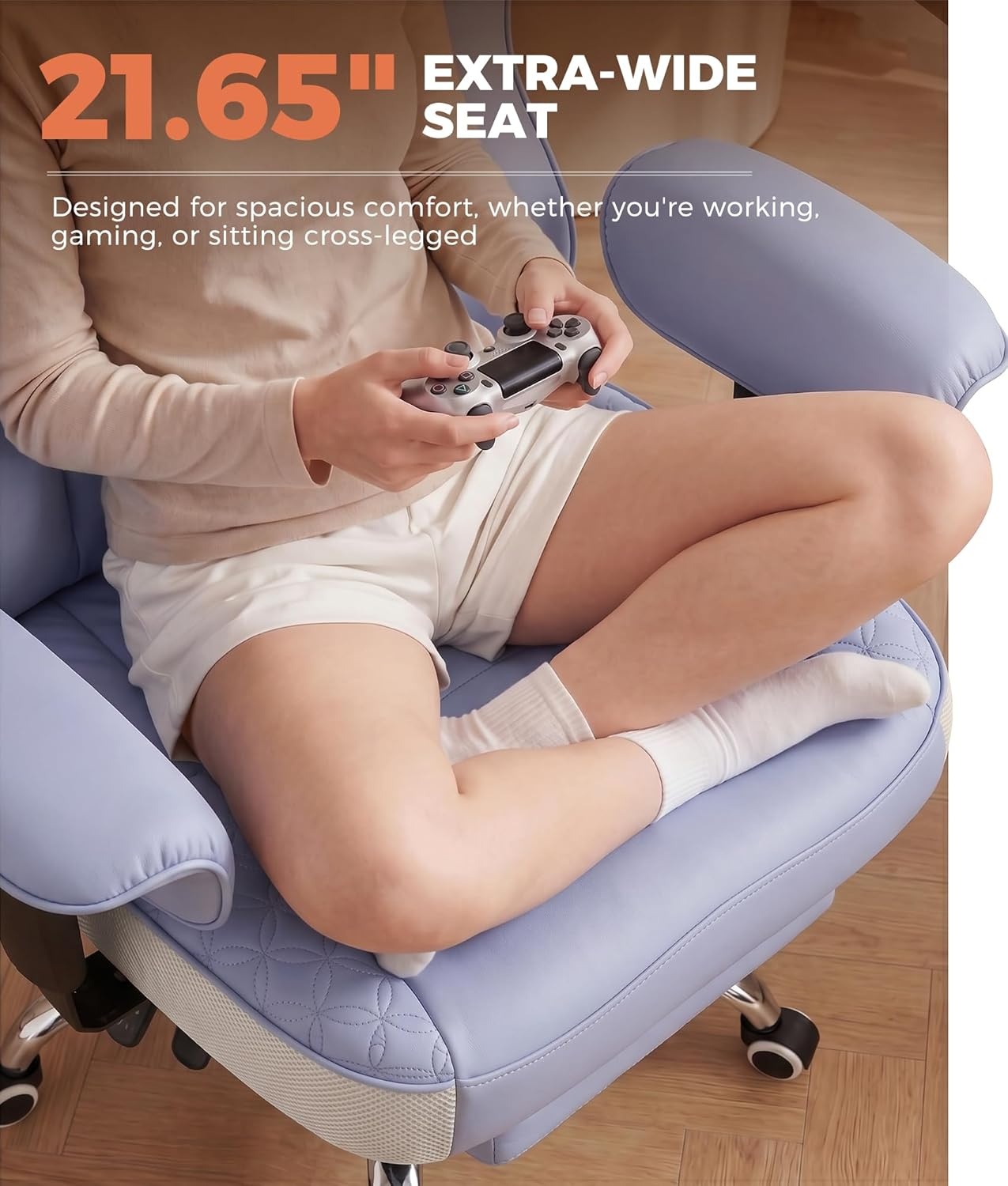 image:imageGTPLAYER Big and Tall Office Chair Wide Ergonomic Gaming Chair with Deluxe Embossing Designed Leather with Foot Rest150Reclining Adjustable Soft Armrests Pocket Spring Back Support and PillowPupurple
