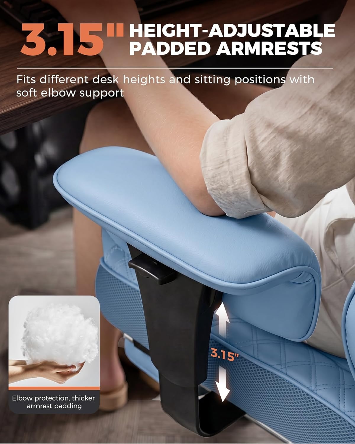 image:imageGTPLAYER Big and Tall Office Chair Wide Ergonomic Gaming Chair with Deluxe Embossing Designed Leather with Foot Rest150Reclining Adjustable Soft Armrests Pocket Spring Back Support and PillowPublue
