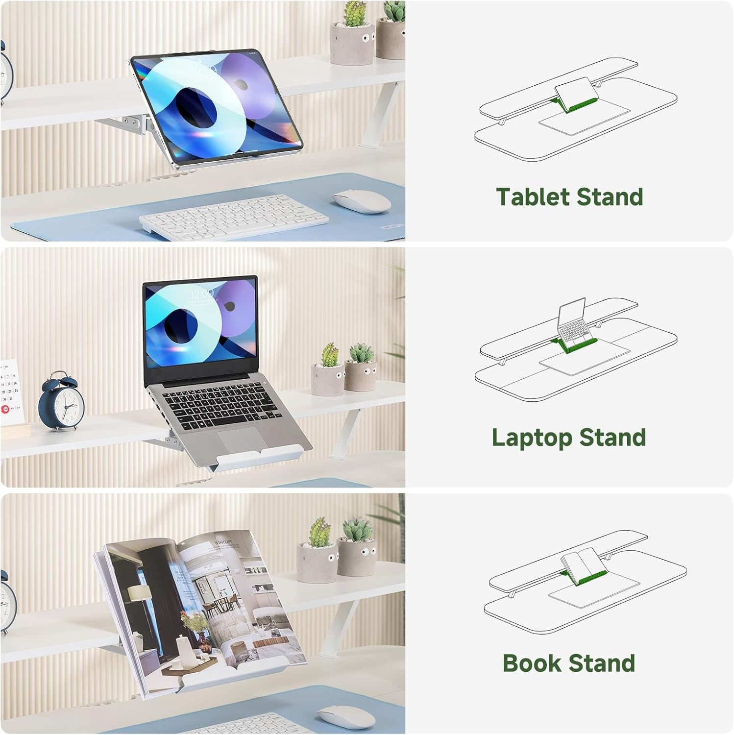 image:imageGTPLAYER Electric Standing Desk with Drawers 48 x 24 Inches Height Adjustable Computer Desk with Monitor Stand Laptop Stand Sit Stand up Desk with Memory Preset for Home Office WhiteIvory White