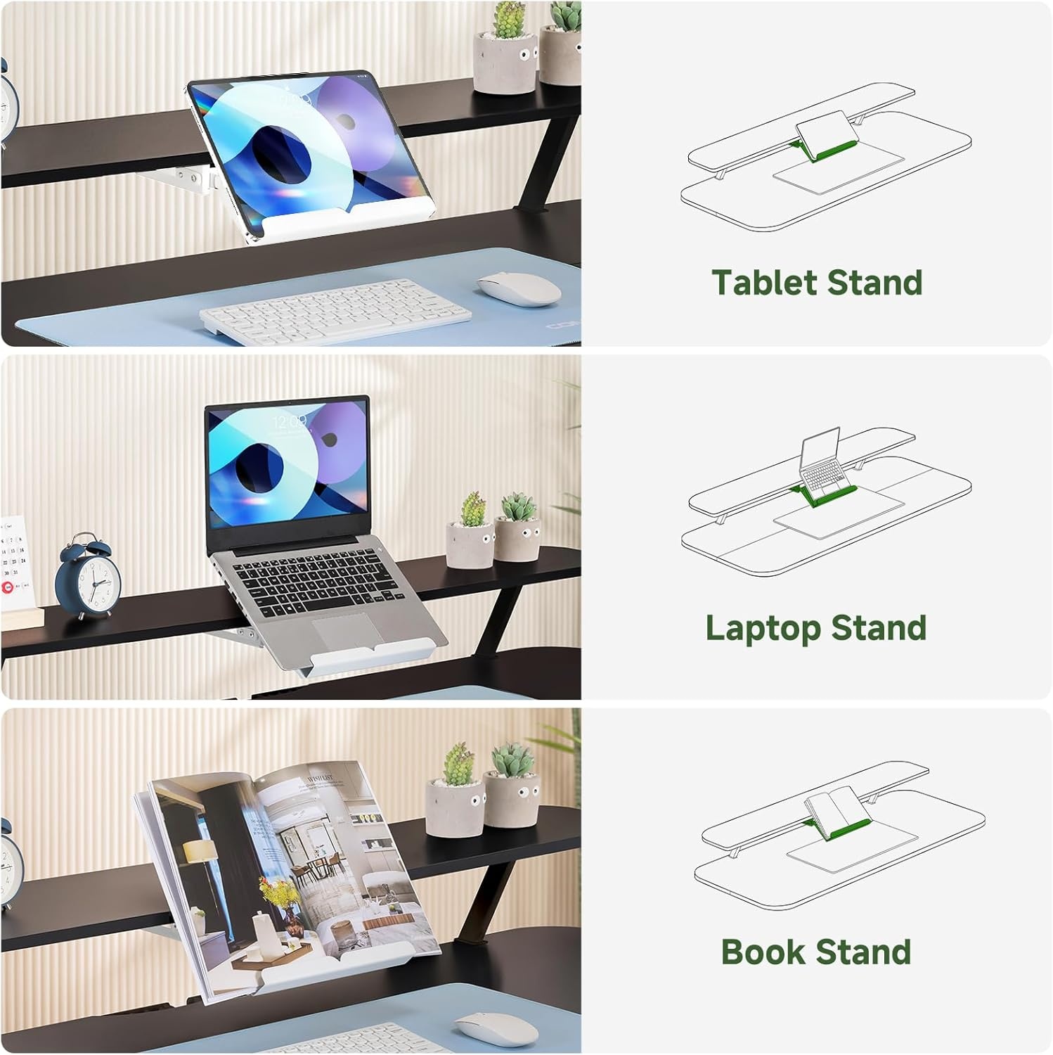 image:imageGTPLAYER Electric Standing Desk with Drawers 48 x 24 Inches Height Adjustable Computer Desk with Monitor Stand Laptop Stand Sit Stand up Desk with Memory Preset for Home Office WhiteBlack