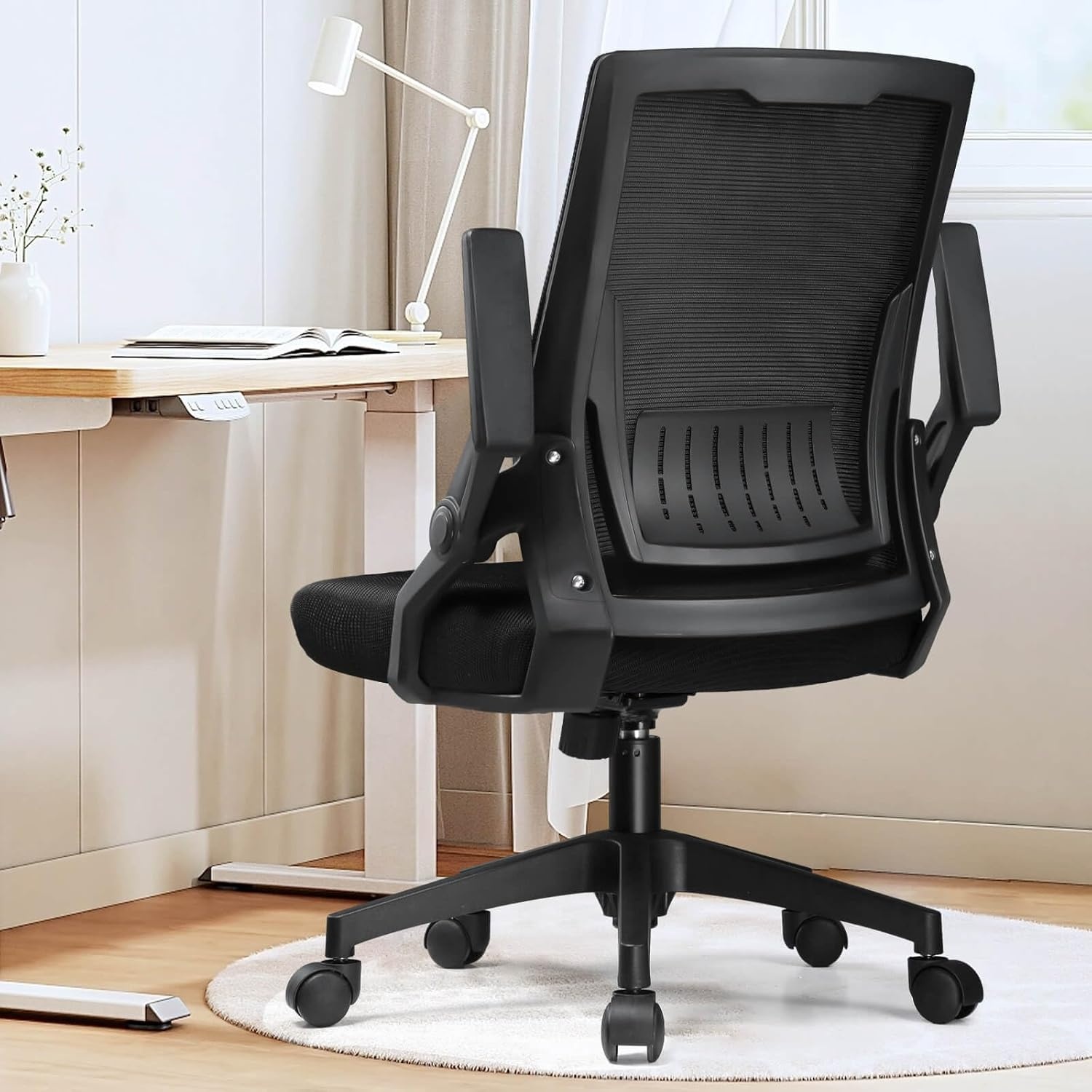 image:imageGTPLAYER Ergonomic Office Chair with Flipup Armrests Executive Computer Chair for Home Office Breathable Mesh amp Comfy Lumbar Support BlackBlack