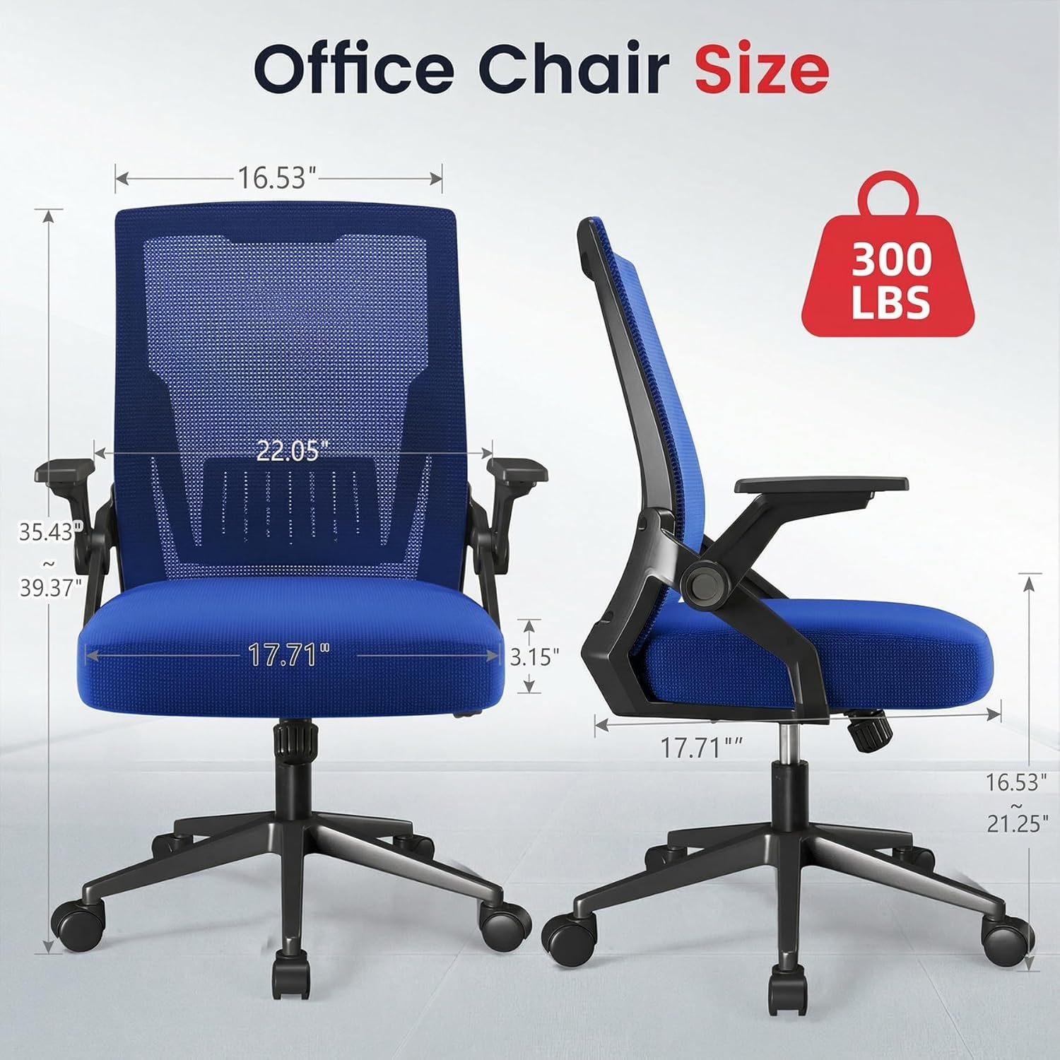 image:imageGTPLAYER Ergonomic Office Chair with Flipup Armrests Executive Computer Chair for Home Office Breathable Mesh amp Comfy Lumbar Support BlackBlue