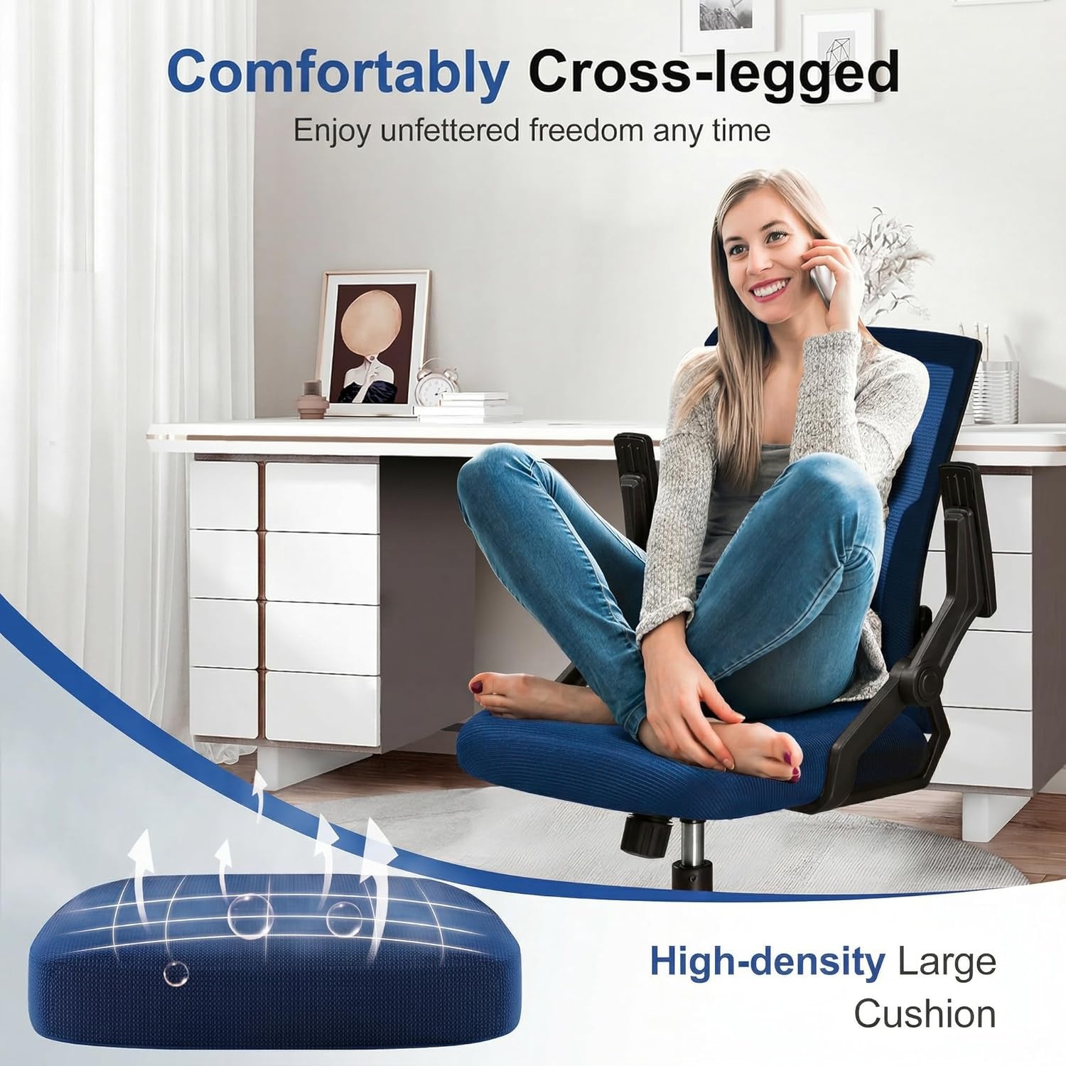 image:imageGTPLAYER Ergonomic Office Chair with Flipup Armrests Executive Computer Chair for Home Office Breathable Mesh amp Comfy Lumbar Support BlackBlue