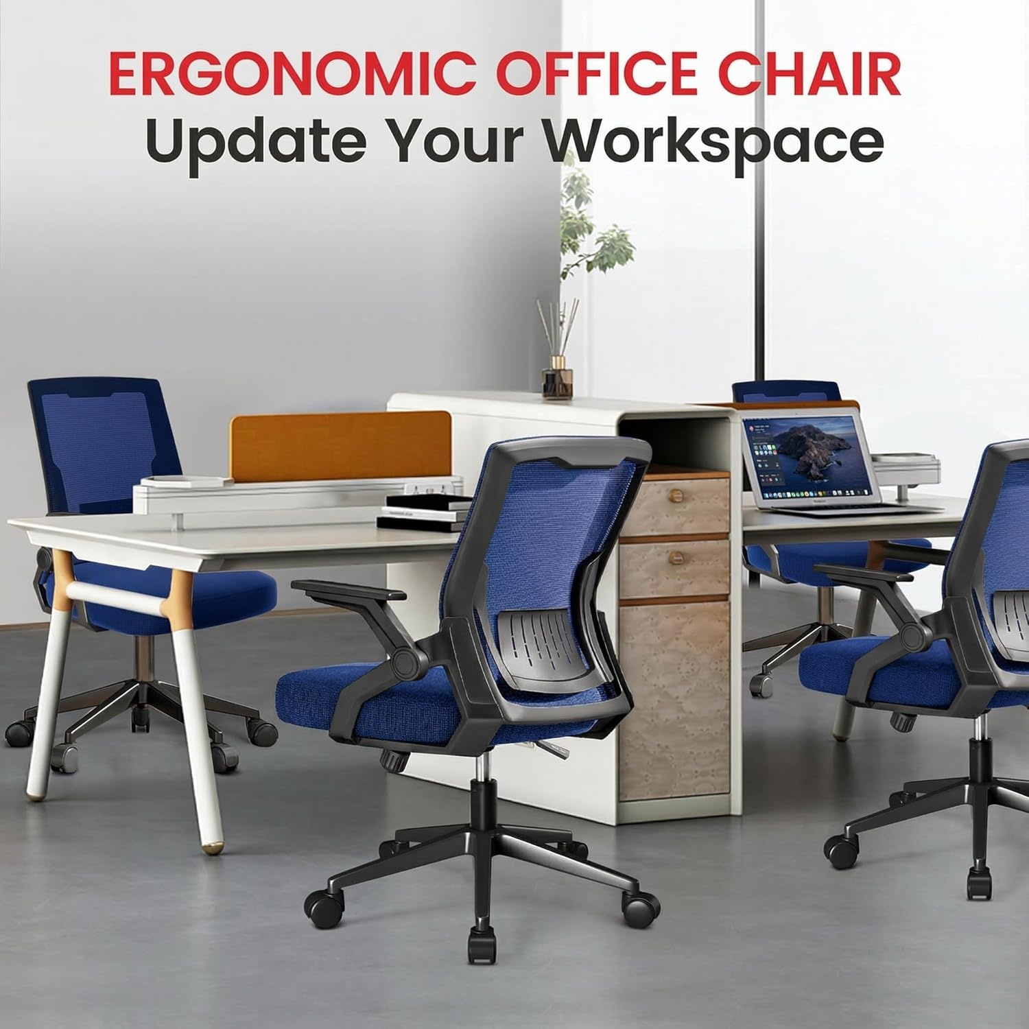 image:imageGTPLAYER Ergonomic Office Chair with Flipup Armrests Executive Computer Chair for Home Office Breathable Mesh amp Comfy Lumbar Support BlackBlue