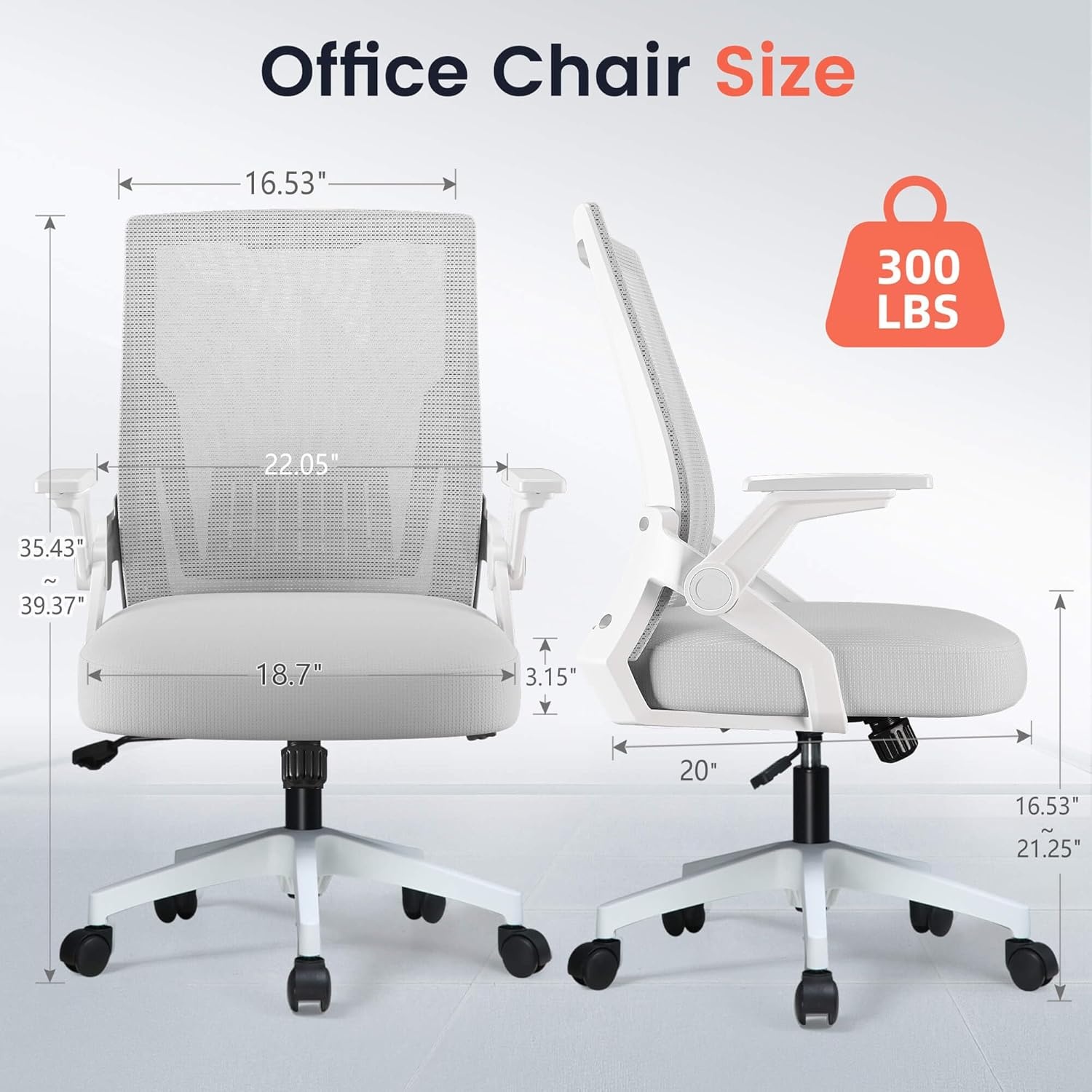 image:imageGTPLAYER Ergonomic Office Chair with Flipup Armrests Executive Computer Chair for Home Office Breathable Mesh amp Comfy Lumbar Support BlackMoongray