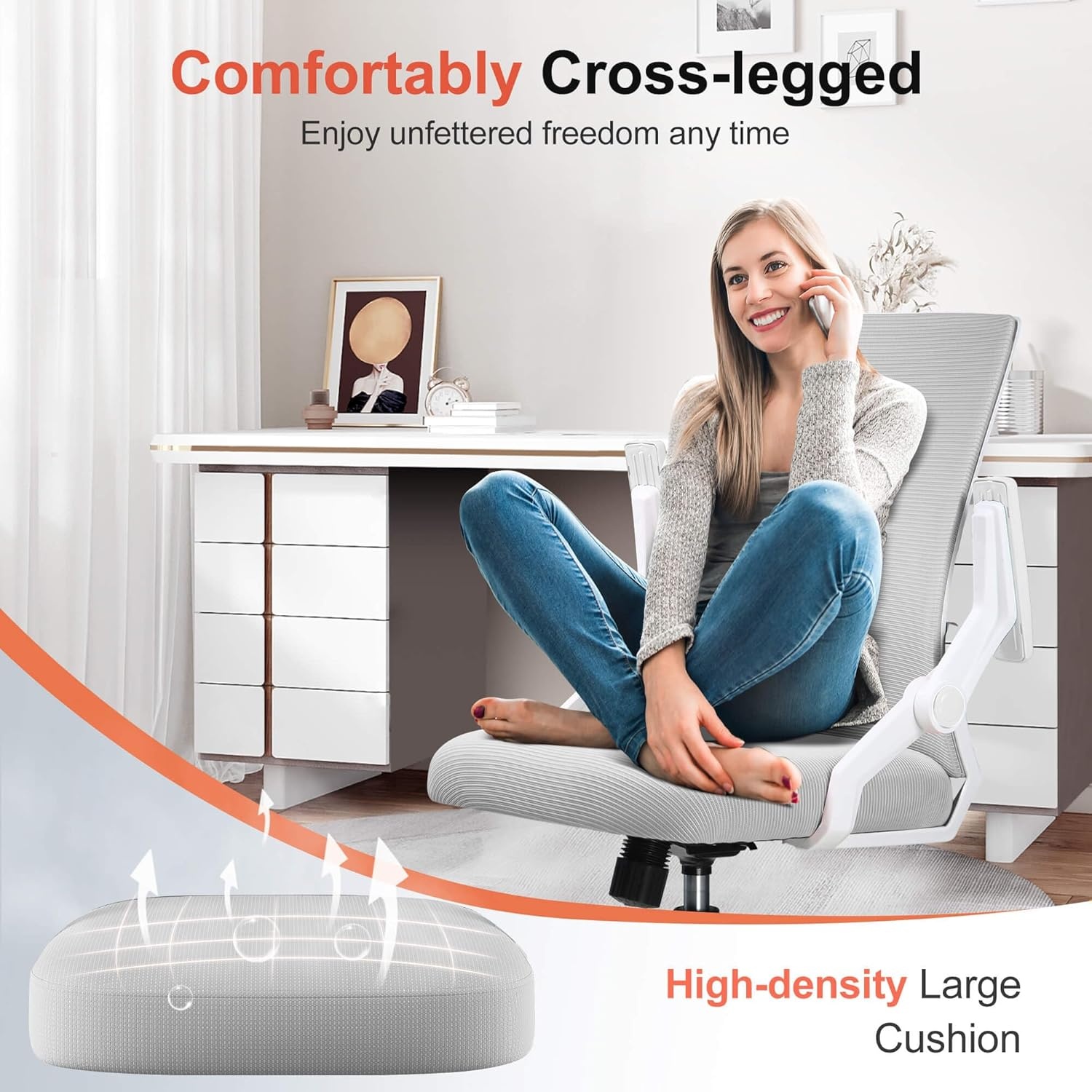image:imageGTPLAYER Ergonomic Office Chair with Flipup Armrests Executive Computer Chair for Home Office Breathable Mesh amp Comfy Lumbar Support BlackMoongray