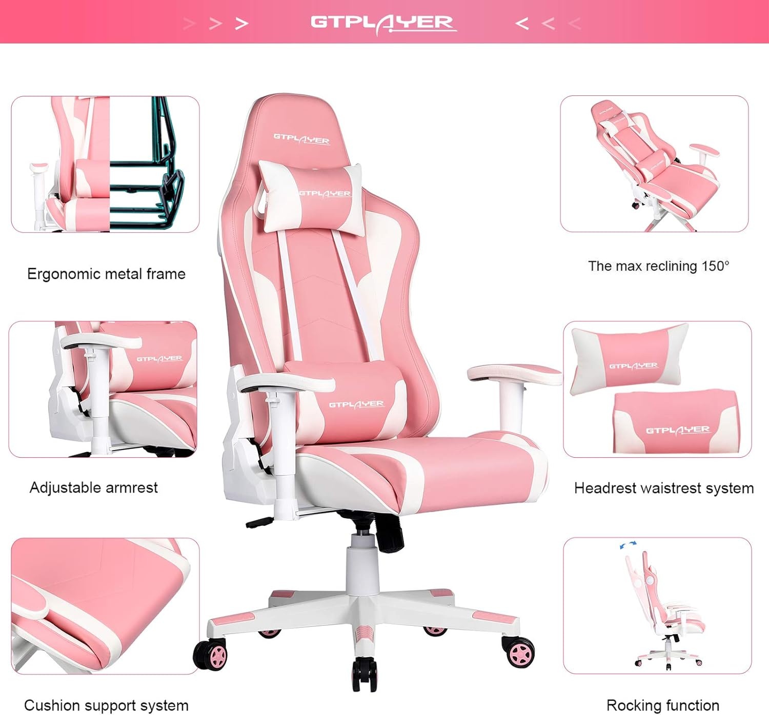 image:imageGTPLAYER Ergonomic Office Chair with Flipup Armrests Executive Computer Chair for Home Office Breathable Mesh amp Comfy Lumbar Support BlackPink