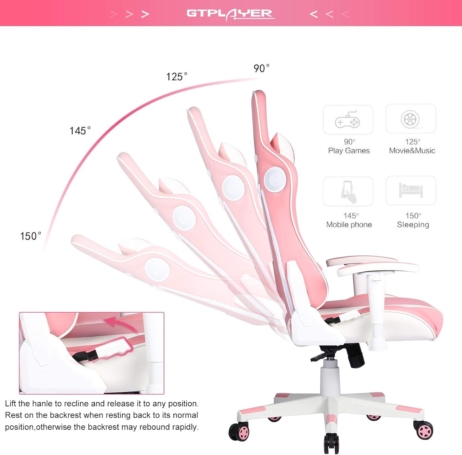 image:imageGTPLAYER Ergonomic Office Chair with Flipup Armrests Executive Computer Chair for Home Office Breathable Mesh amp Comfy Lumbar Support BlackPink