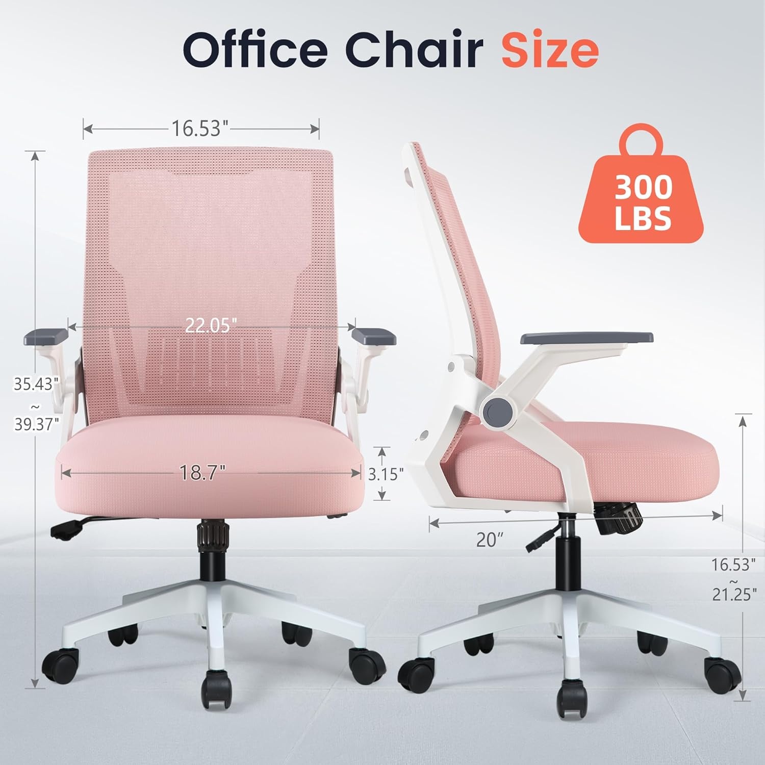 image:imageGTPLAYER Ergonomic Office Chair with Flipup Armrests Executive Computer Chair for Home Office Breathable Mesh amp Comfy Lumbar Support BlackPink