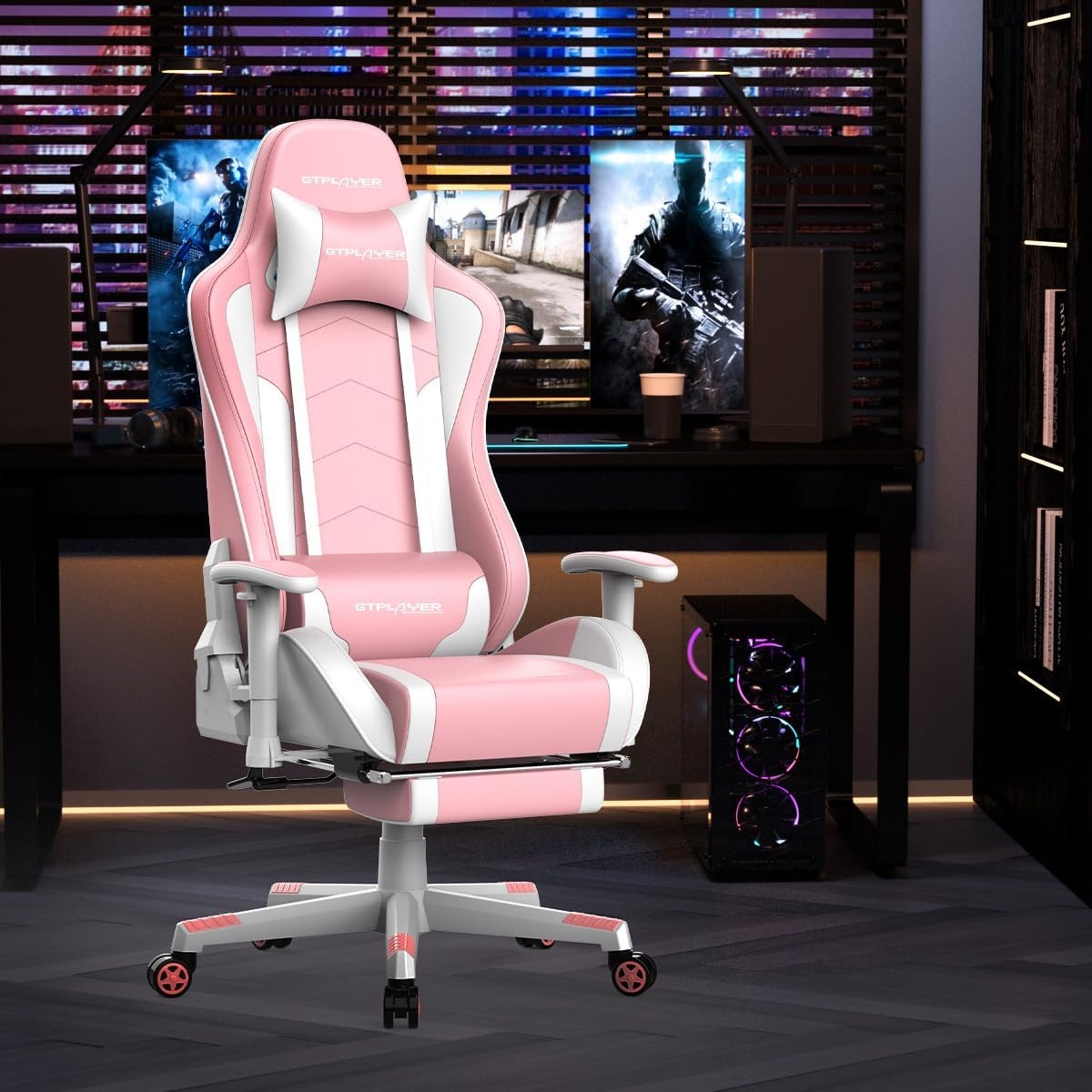 image:imageGTPLAYER Ergonomic Office Chair with Flipup Armrests Executive Computer Chair for Home Office Breathable Mesh amp Comfy Lumbar Support BlackPink