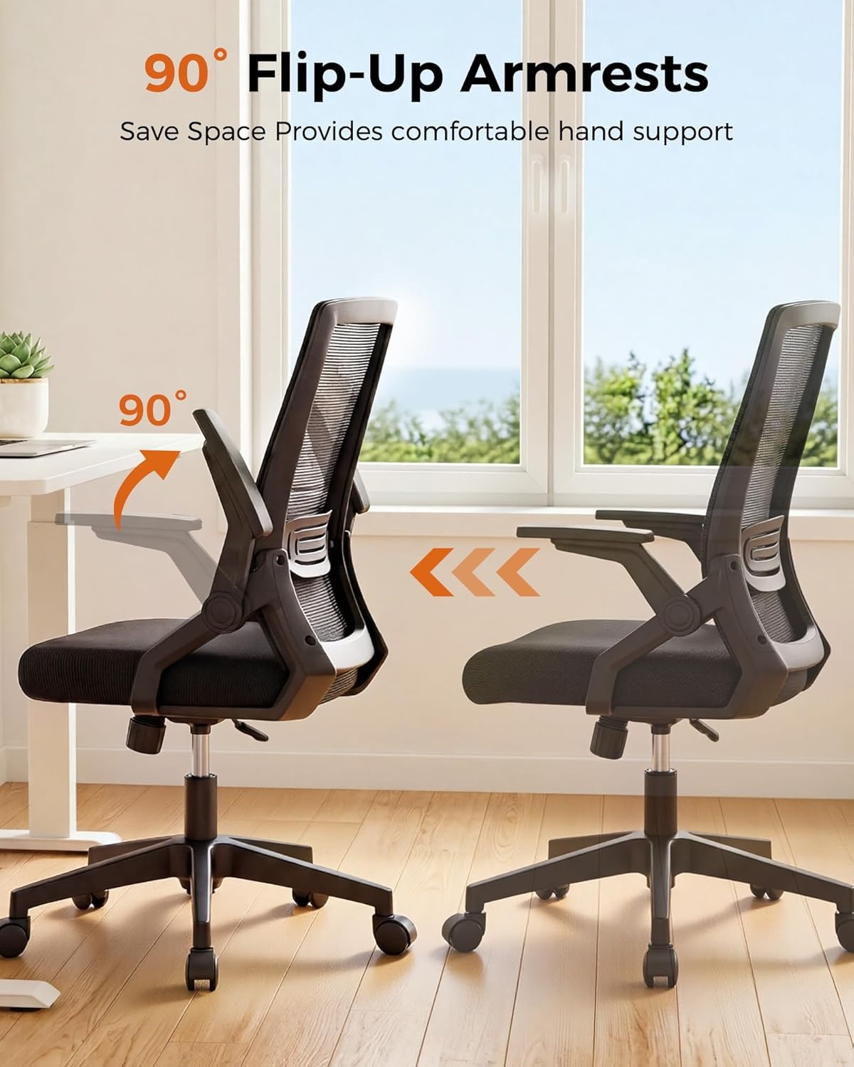 image:imageGTPLAYER Ergonomic Office Chair with Flipup Armrests Executive Computer Chair for Home Office Breathable Mesh amp Comfy Lumbar Support BlackSpaceblack