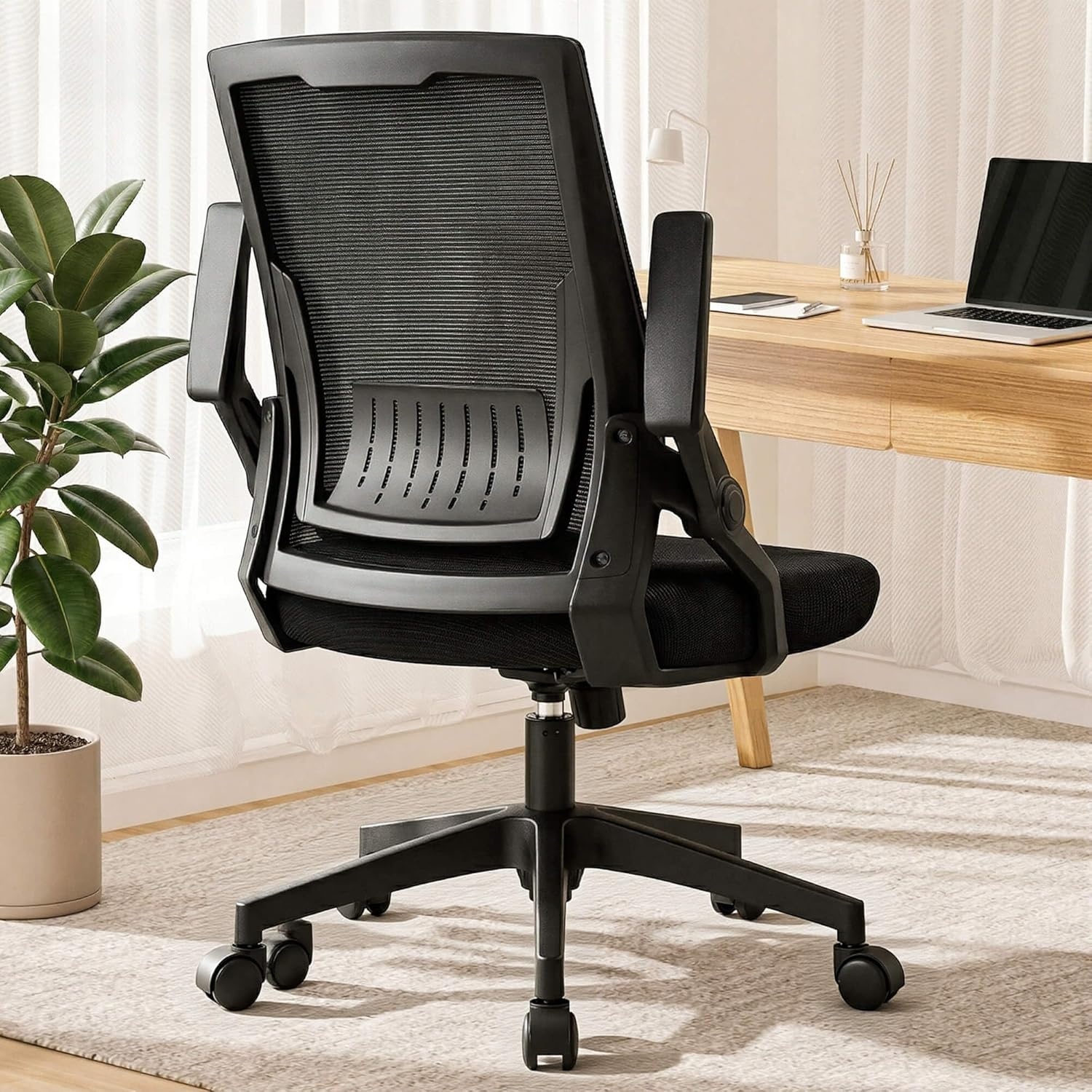 image:imageGTPLAYER Ergonomic Office Chair with Flipup Armrests Executive Computer Chair for Home Office Breathable Mesh amp Comfy Lumbar Support BlackSpaceblack