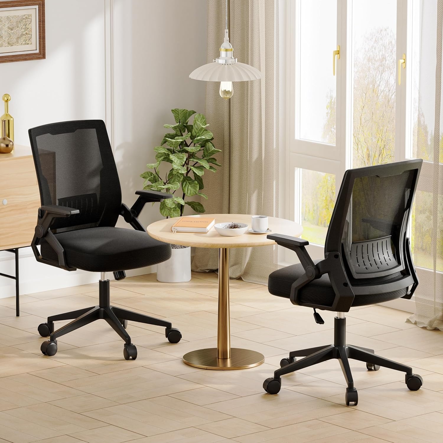 image:imageGTPLAYER Ergonomic Office Chair with Flipup Armrests Executive Computer Chair for Home Office Breathable Mesh amp Comfy Lumbar Support BlackSpaceblack
