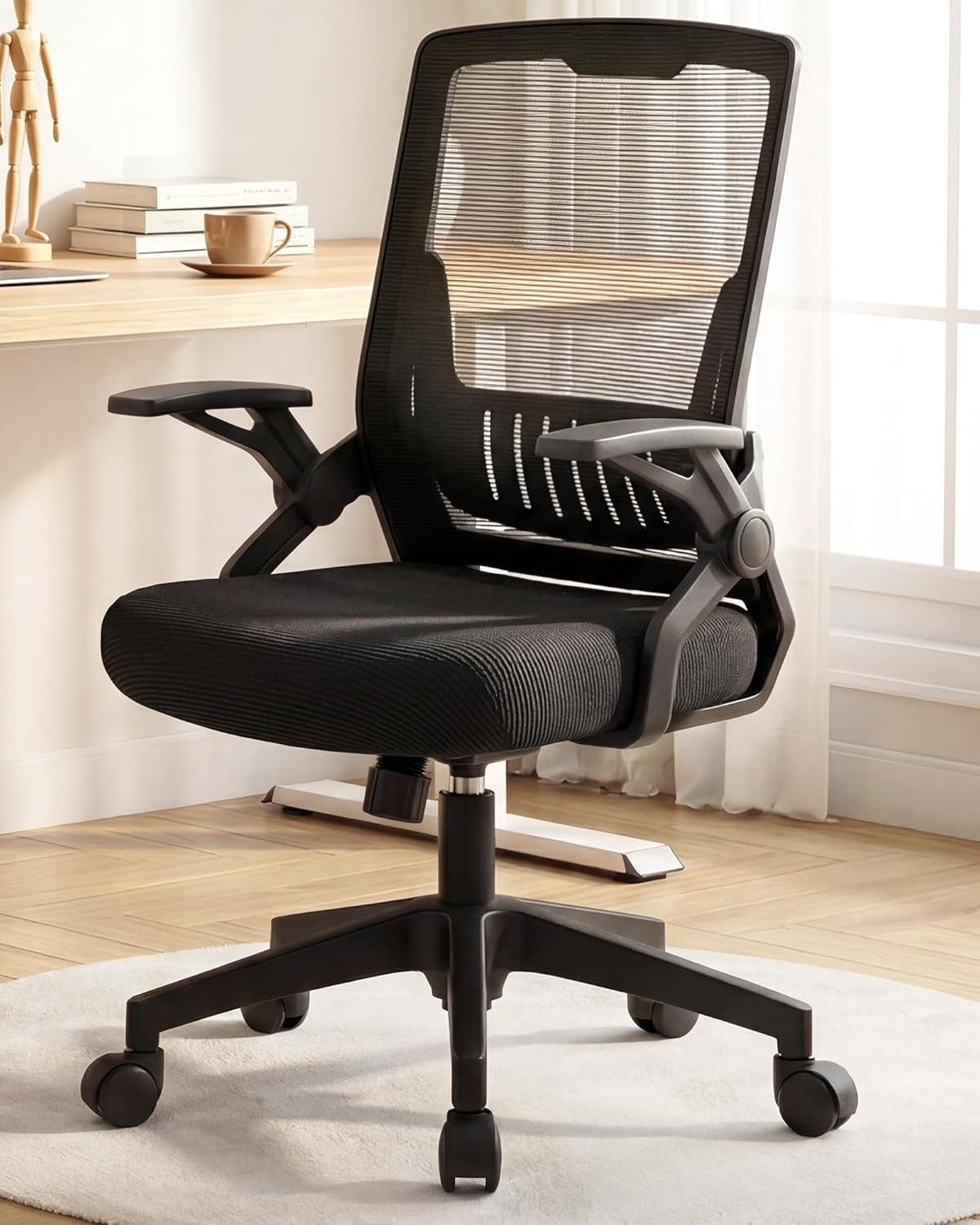 image:imageGTPLAYER Ergonomic Office Chair with Flipup Armrests Executive Computer Chair for Home Office Breathable Mesh amp Comfy Lumbar Support BlackSpaceblack