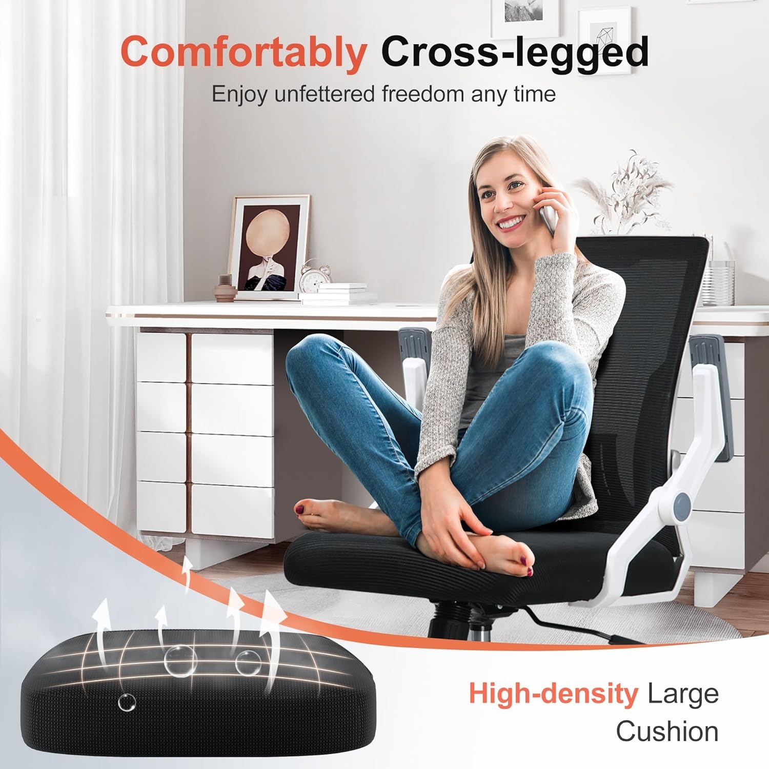 image:imageGTPLAYER Ergonomic Office Chair with Flipup Armrests Executive Computer Chair for Home Office Breathable Mesh amp Comfy Lumbar Support BlackWhite