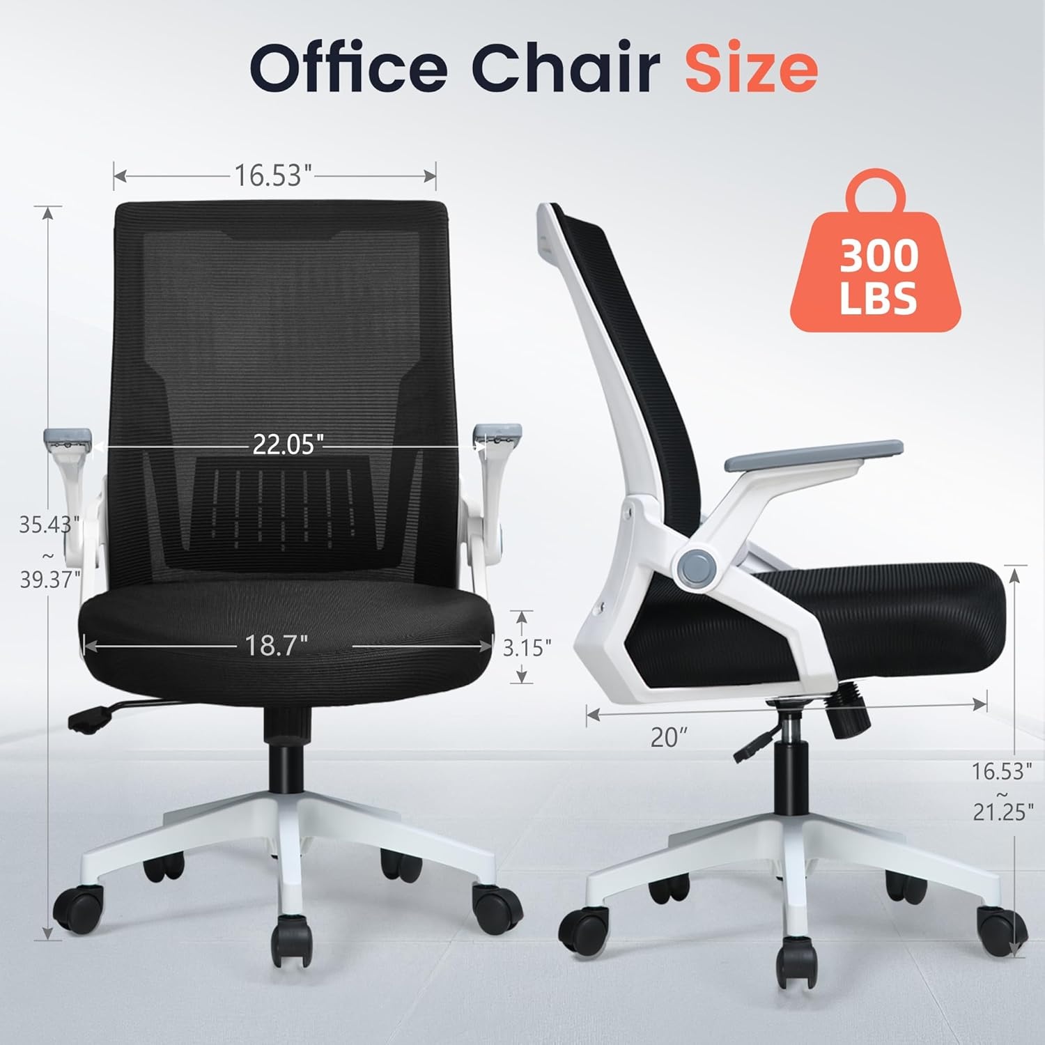 image:imageGTPLAYER Ergonomic Office Chair with Flipup Armrests Executive Computer Chair for Home Office Breathable Mesh amp Comfy Lumbar Support BlackWhite