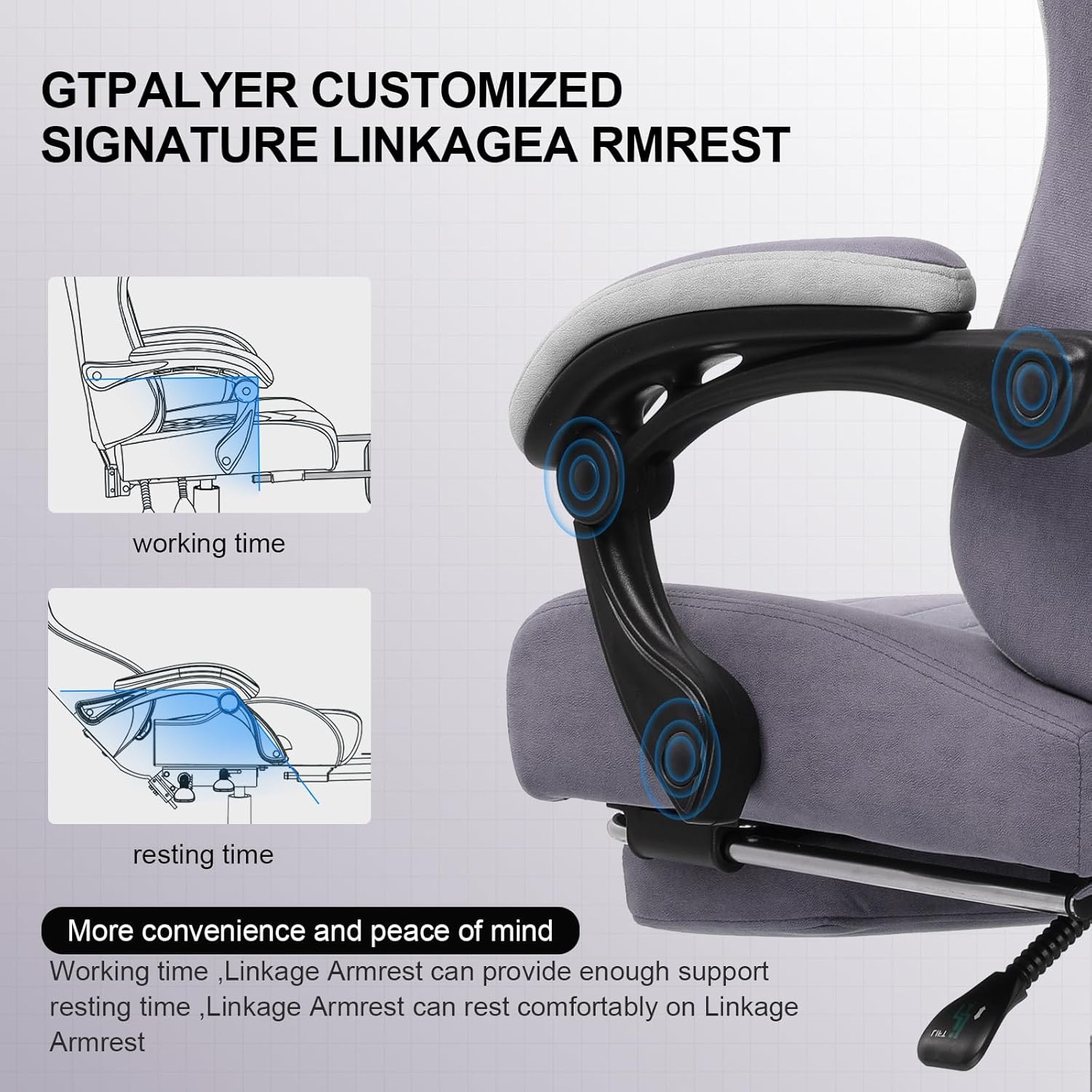 image:imageGTPLAYER Gaming Chair Computer Office Chair with Pocket Spring Cushion Linkage Armrests and Footrest High Back Ergonomic Computer Chair with Lumbar Support Task Chair with FootrestPurple