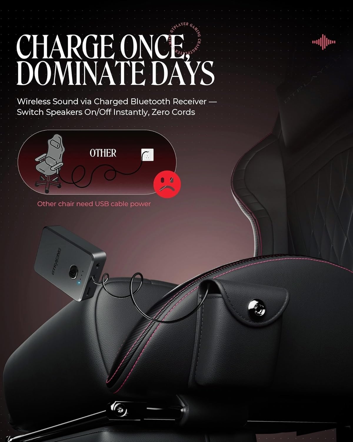 image:imageGTPLAYER Gaming Chair for Adults Ergonomic Computer Game Chairs with Speakers Footrest amp Linkage Armrest Reclining High Back Silla Gamer for Home Office Ace Pro OffWhiteRed