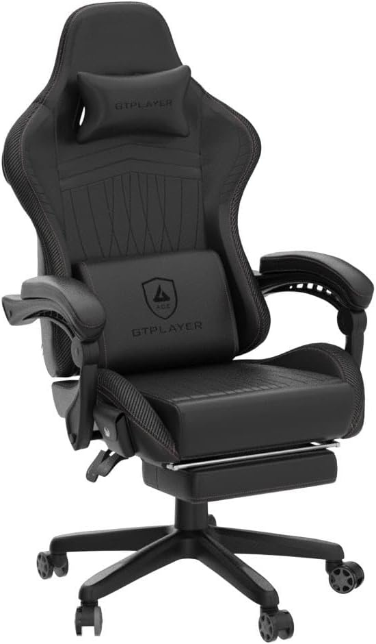 image:imageGTPLAYER Gaming Chair for Adults Ergonomic Computer Game Chairs with Speakers Footrest amp Linkage Armrest Reclining High Back Silla Gamer for Home Office Ace Pro OffWhiteRed