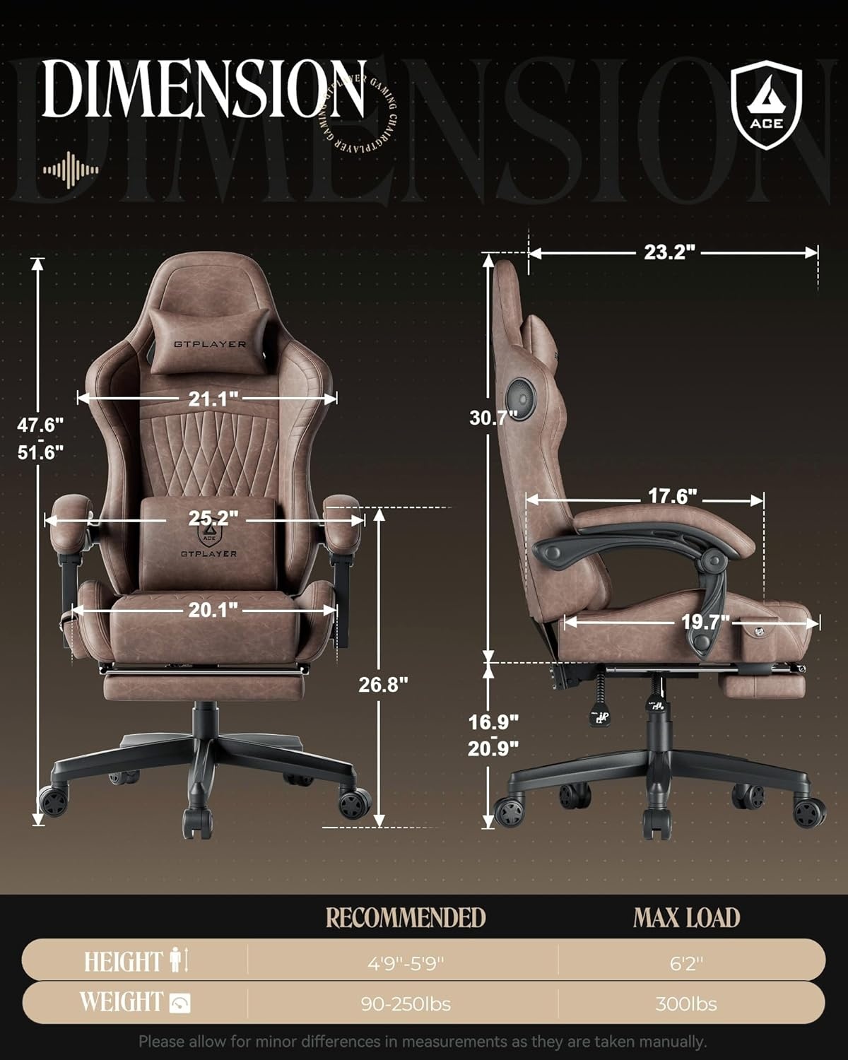 image:imageGTPLAYER Gaming Chair for Adults Ergonomic Computer Game Chairs with Speakers Footrest amp Linkage Armrest Reclining High Back Silla Gamer for Home Office Ace Pro OffWhite01 Light Brown