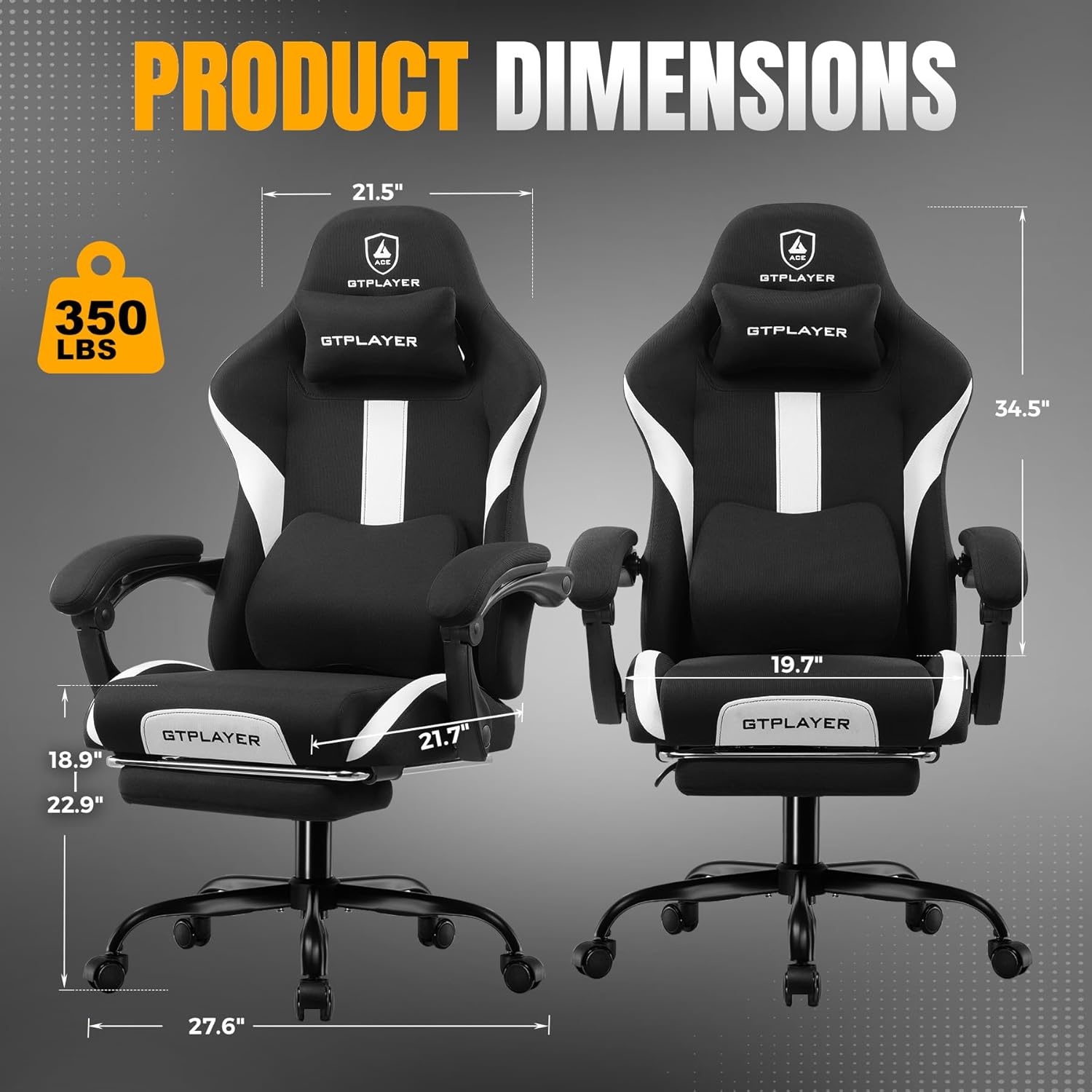 image:imageGTPLAYER Gaming Chair with Foot Rest amp Pocket Spring Cushion Ergonomic High Back Computer Chair with Headrest amp 360Swivel Seat for Home Office Desk PU Leather PinkCoalblack