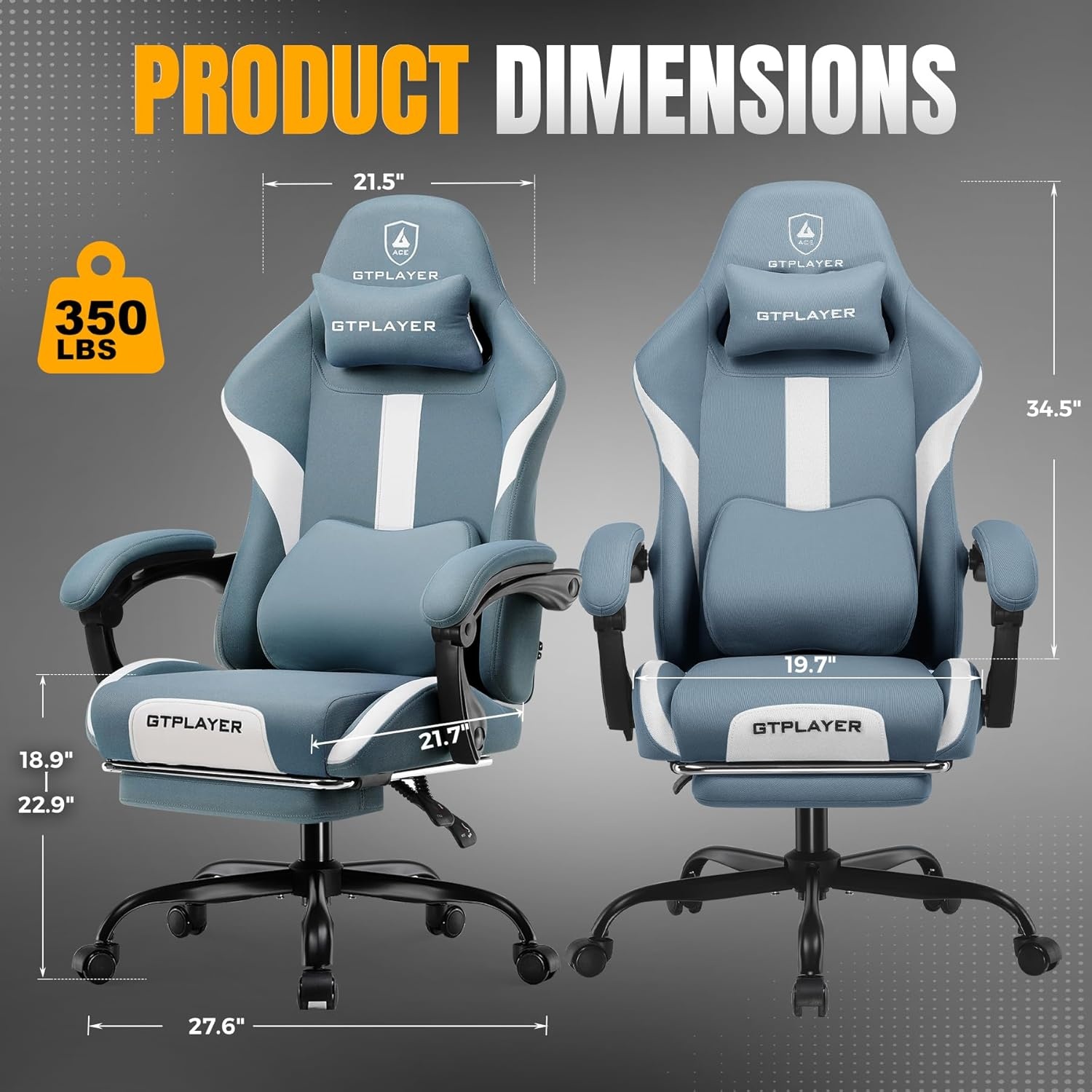image:imageGTPLAYER Gaming Chair with Foot Rest amp Pocket Spring Cushion Ergonomic High Back Computer Chair with Headrest amp 360Swivel Seat for Home Office Desk PU Leather PinkAcidblue