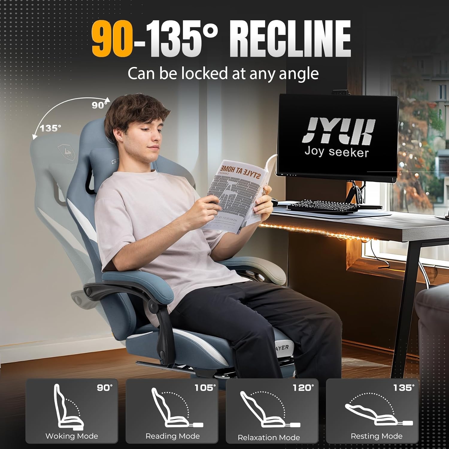 image:imageGTPLAYER Gaming Chair with Foot Rest amp Pocket Spring Cushion Ergonomic High Back Computer Chair with Headrest amp 360Swivel Seat for Home Office Desk PU Leather PinkAcidblue