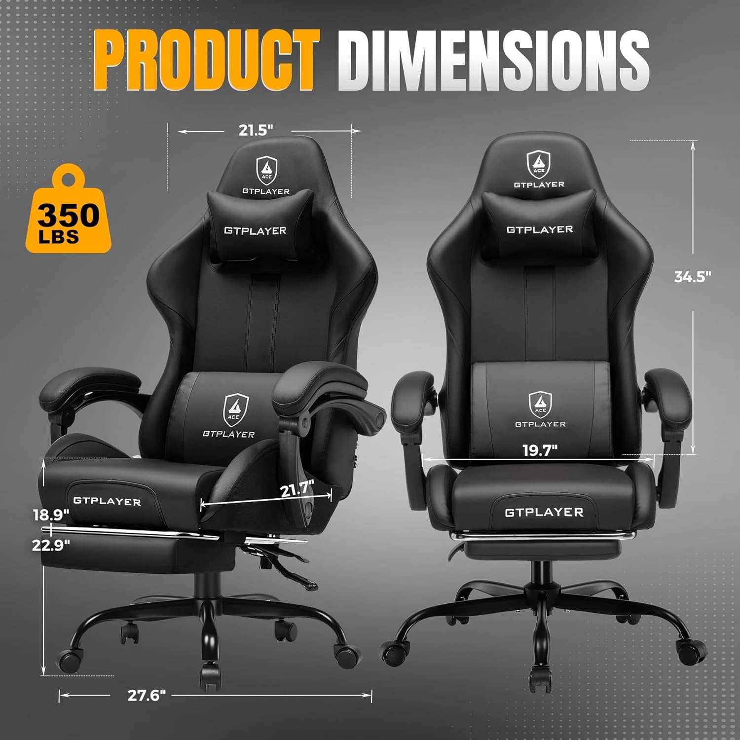 image:imageGTPLAYER Gaming Chair with Foot Rest amp Pocket Spring Cushion Ergonomic High Back Computer Chair with Headrest amp 360Swivel Seat for Home Office Desk PU Leather PinkPitchblack