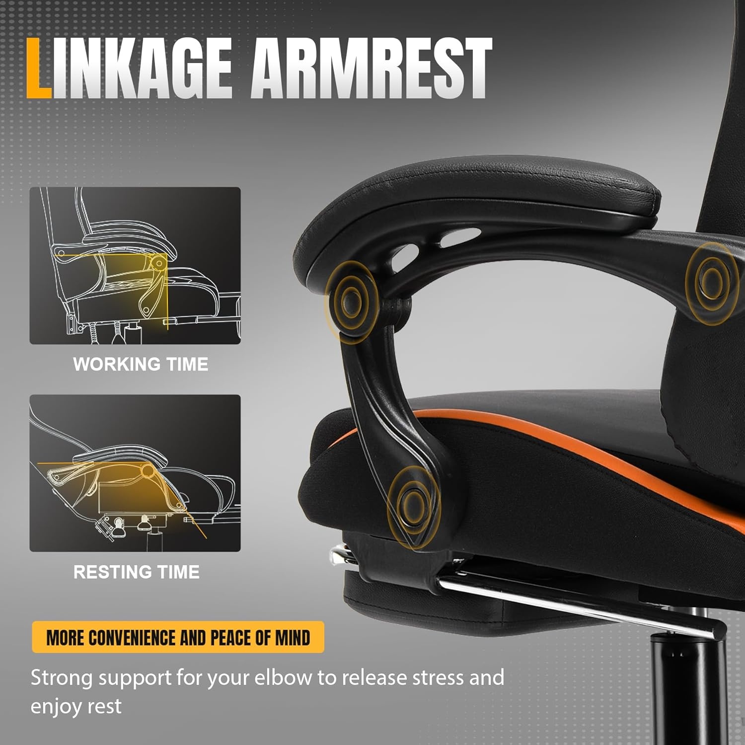 image:imageGTPLAYER Gaming Chair with Foot Rest amp Pocket Spring Cushion Ergonomic High Back Computer Chair with Headrest amp 360Swivel Seat for Home Office Desk PU Leather PinkOrange