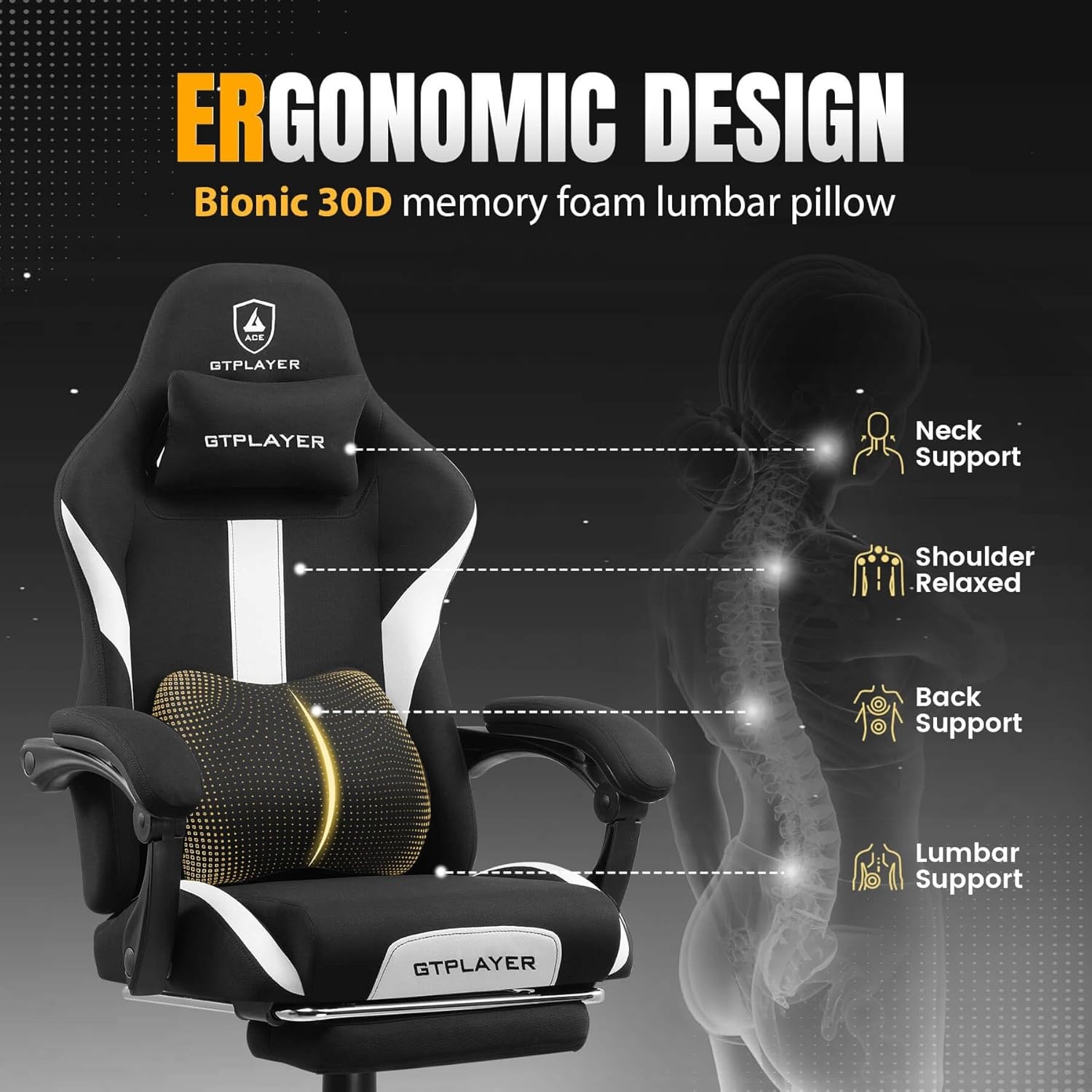 image:imageGTPLAYER Gaming Chair with Foot Rest amp Pocket Spring Cushion Ergonomic High Back Computer Chair with Headrest amp 360Swivel Seat for Home Office Desk PU Leather PinkCoalblack