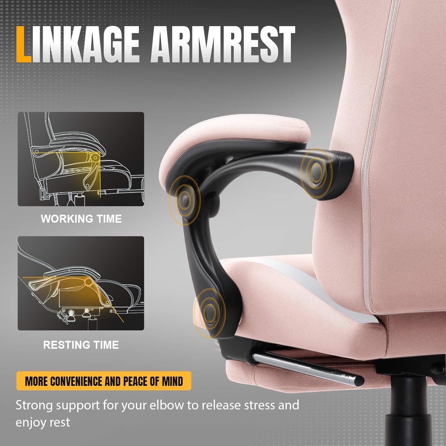 image:imageGTPLAYER Gaming Chair with Foot Rest amp Pocket Spring Cushion Ergonomic High Back Computer Chair with Headrest amp 360Swivel Seat for Home Office Desk PU Leather PinkPink