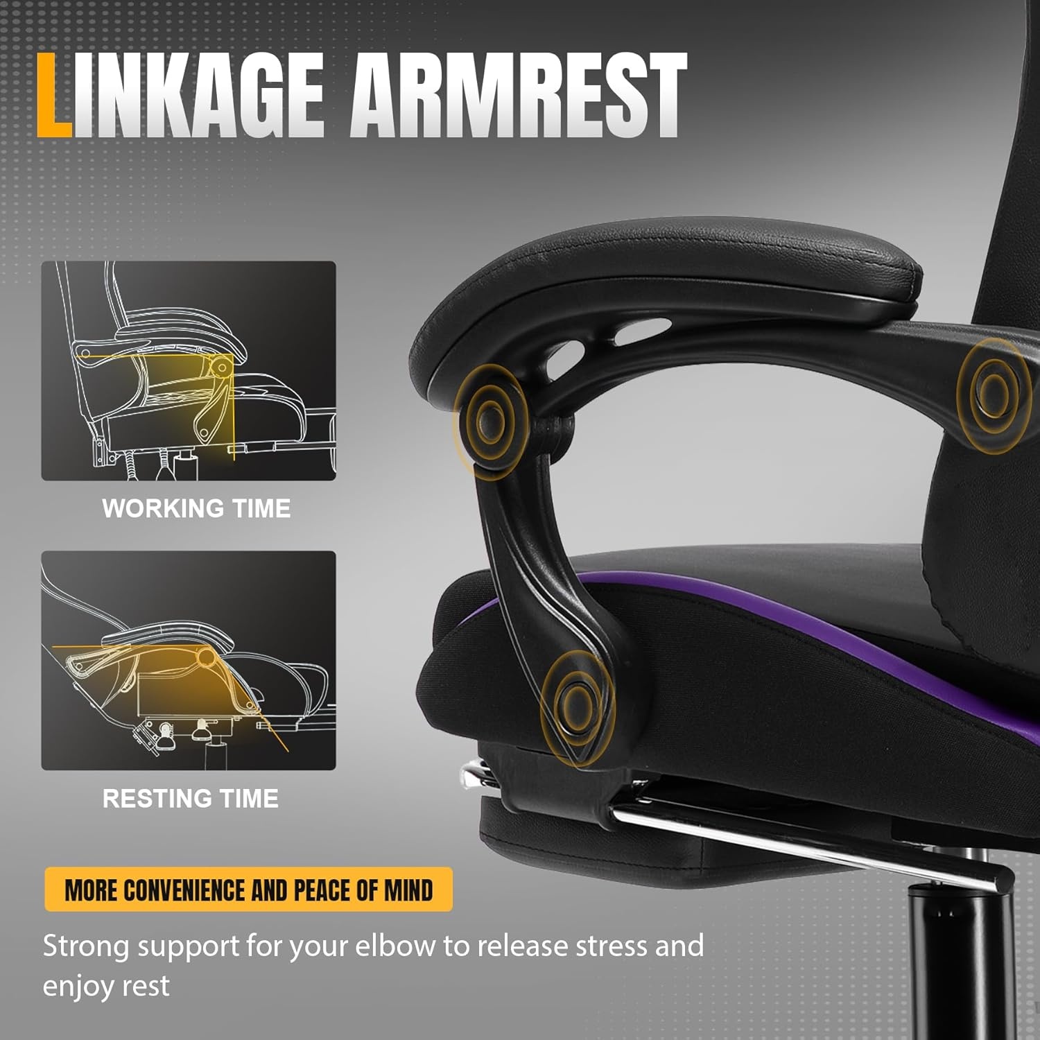 image:imageGTPLAYER Gaming Chair with Foot Rest amp Pocket Spring Cushion Ergonomic High Back Computer Chair with Headrest amp 360Swivel Seat for Home Office Desk PU Leather PinkPurple