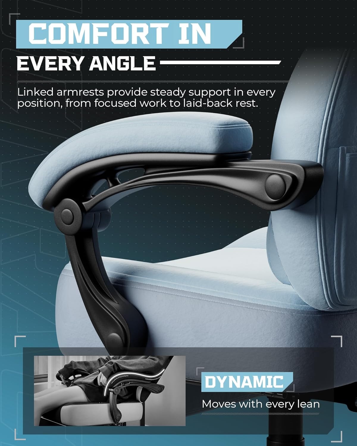 image:imageGTPLAYER Gaming Chairs for Adult Ergonomic Big amp Tall Gaming Seat with Footrest amp Lumbar Support Comfortable Office Chair 90155 Reclining Heavy Duty Wide Computer Seat BlueBlue